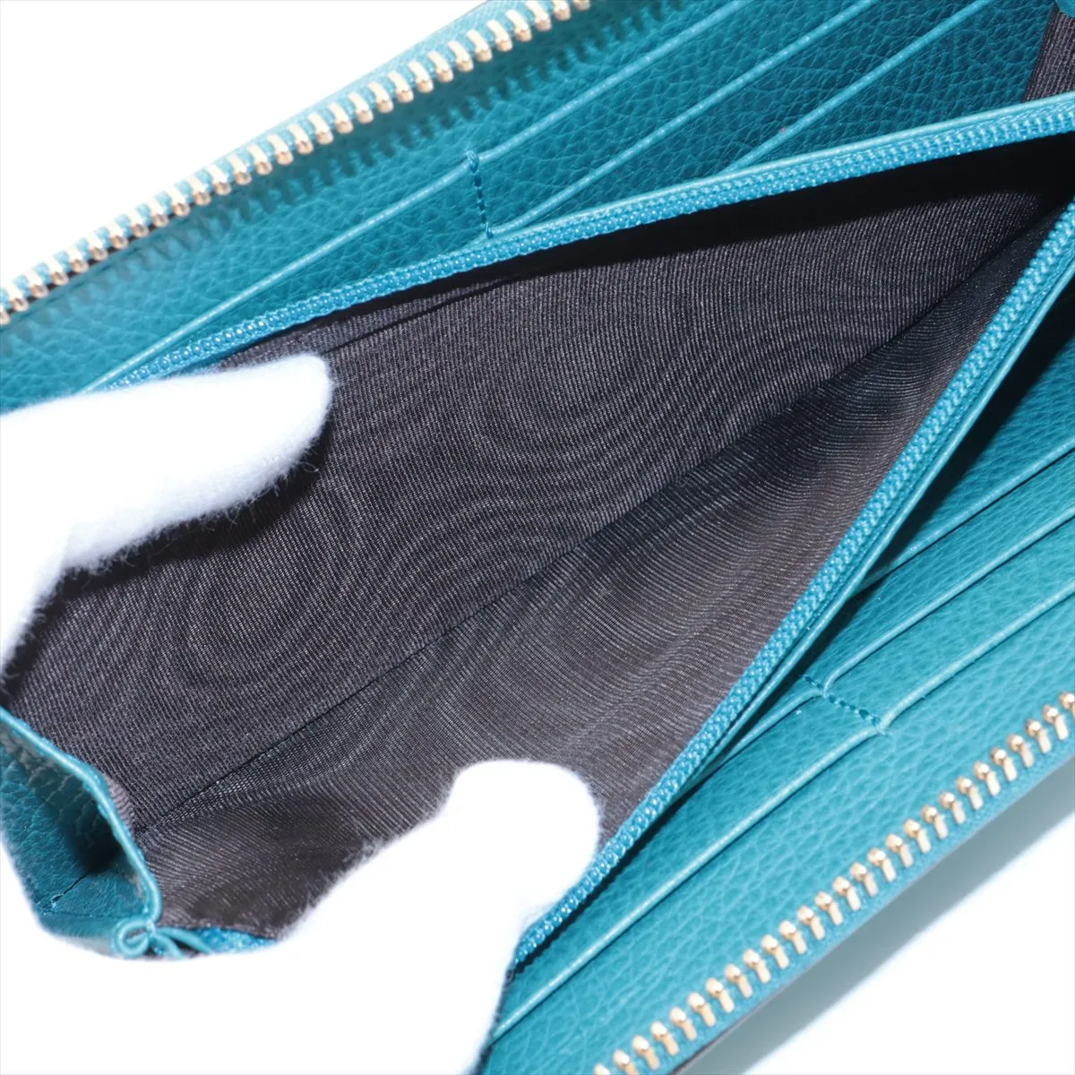 Interlocking G 449347 PVC x Leather Round Zip Wallet Blue G Stamp — view 6