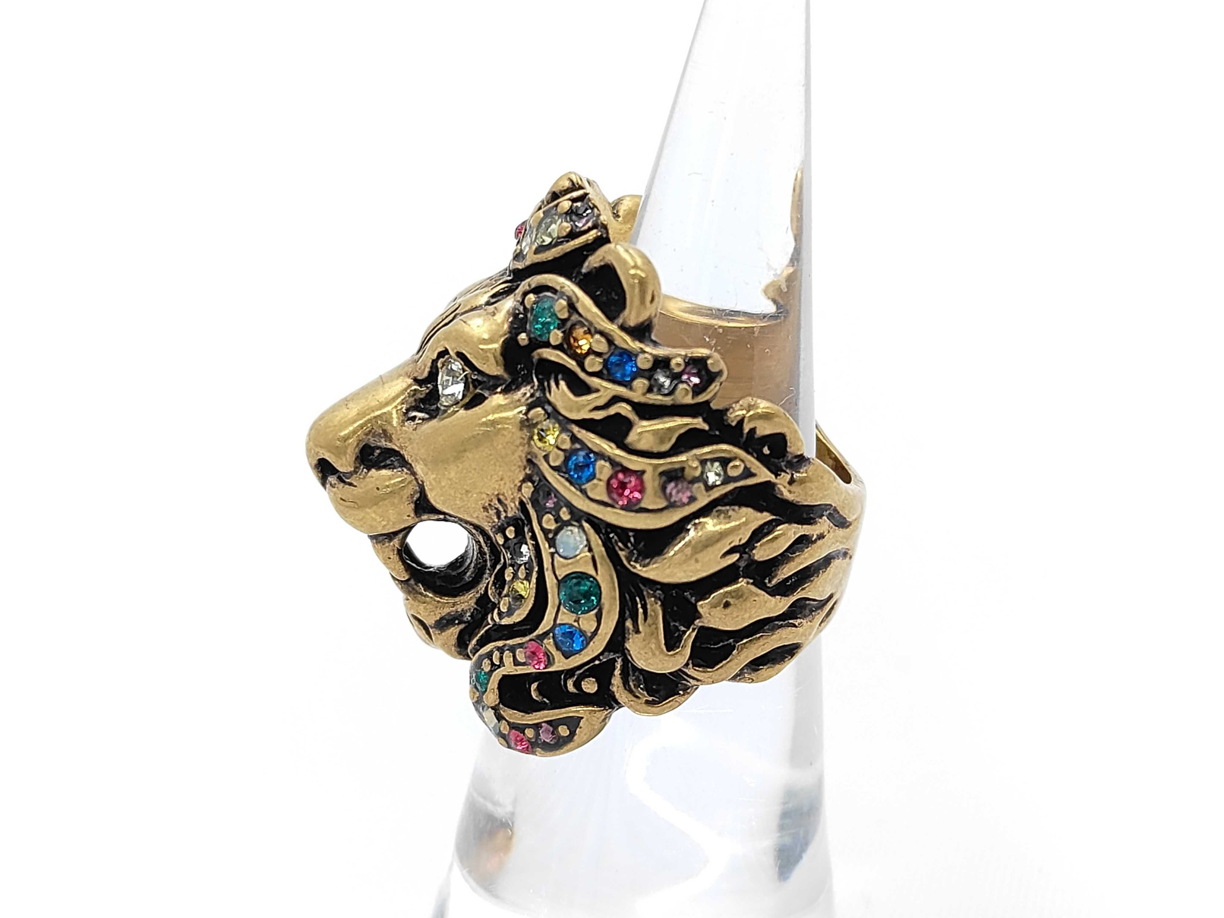 Lion Ring, Size 13, Multicolored Stone Ring — view 2