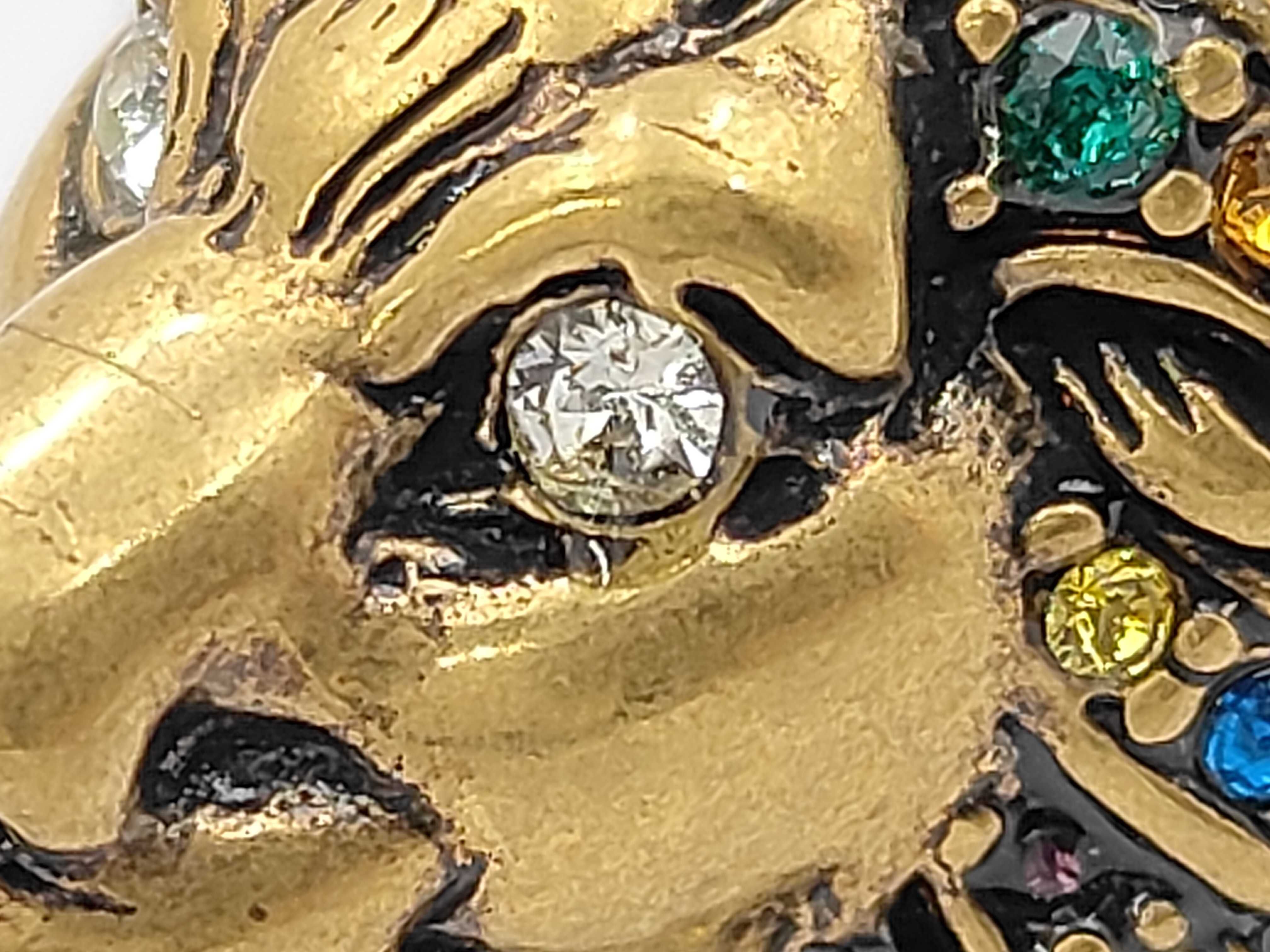 Lion Ring, Size 13, Multicolored Stone Ring — view 6