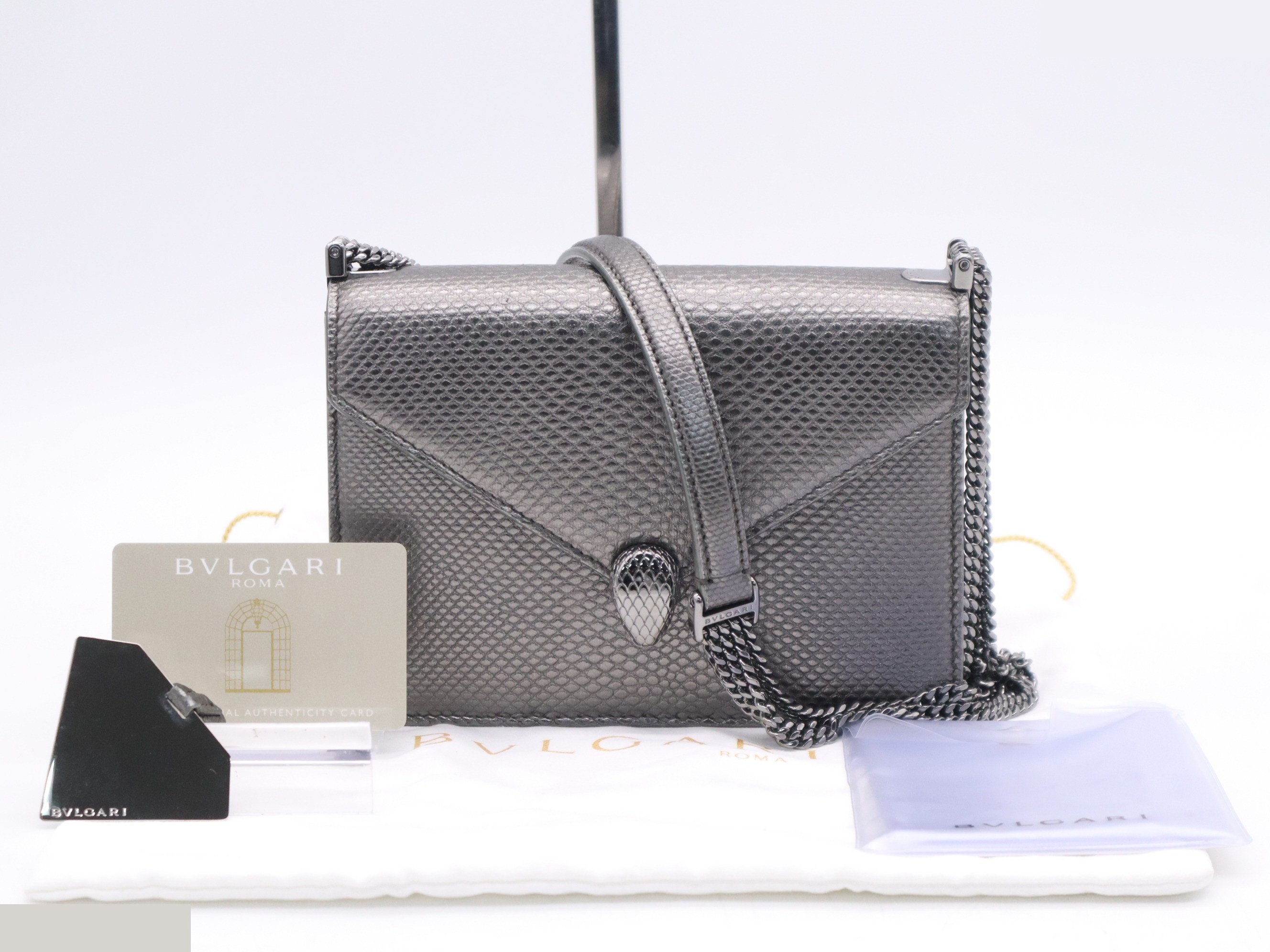 Serpenti Moltenkarung Chain Shoulder Bag, Silver