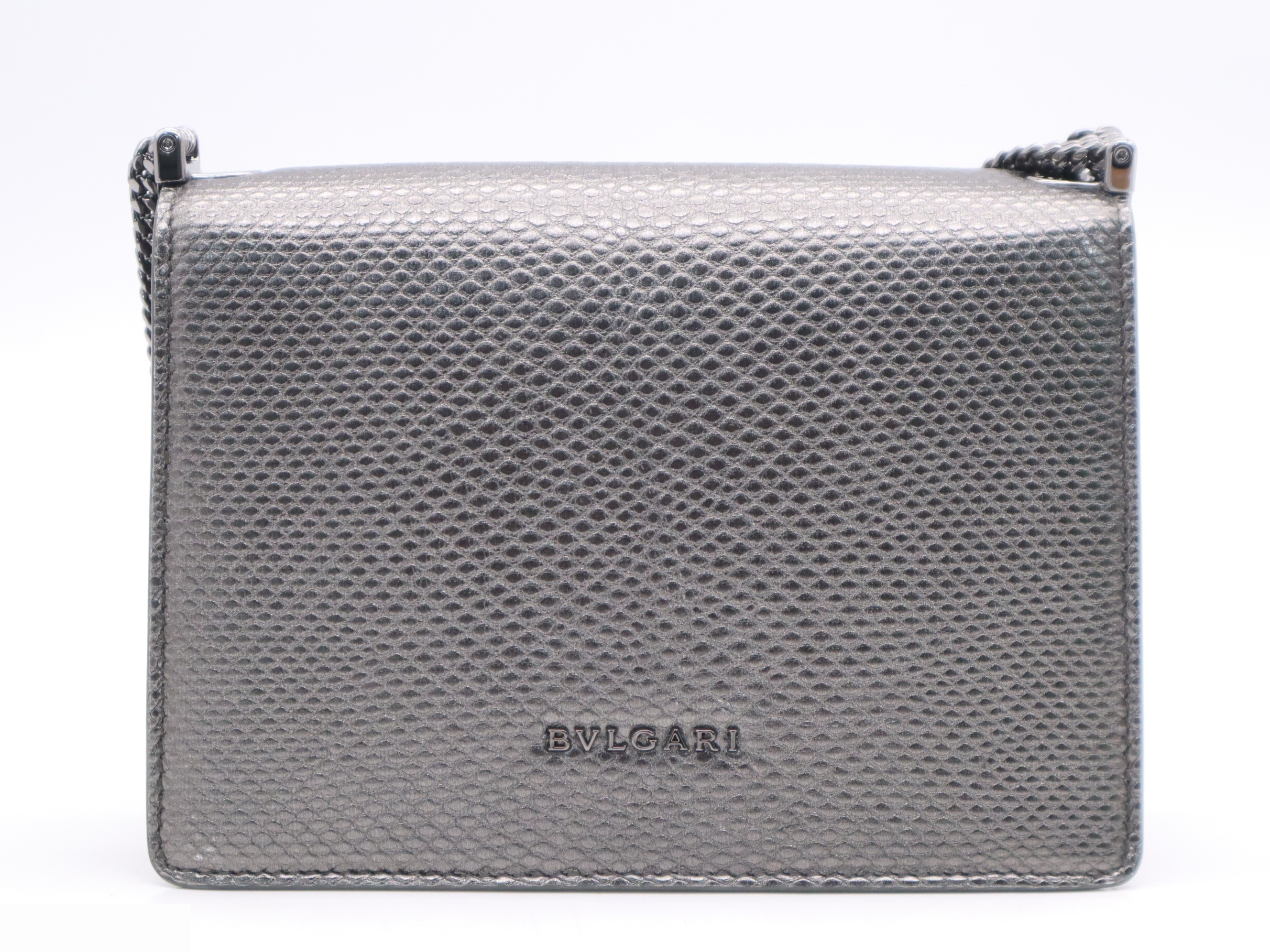 Serpenti Moltenkarung Chain Shoulder Bag, Silver — view 2