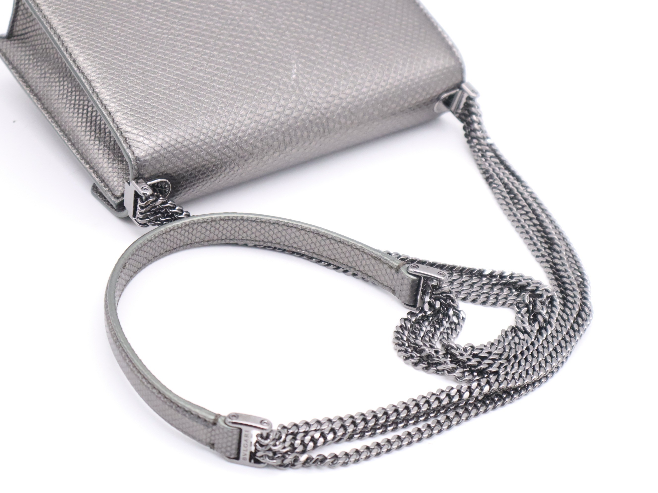 Serpenti Moltenkarung Chain Shoulder Bag, Silver — view 6