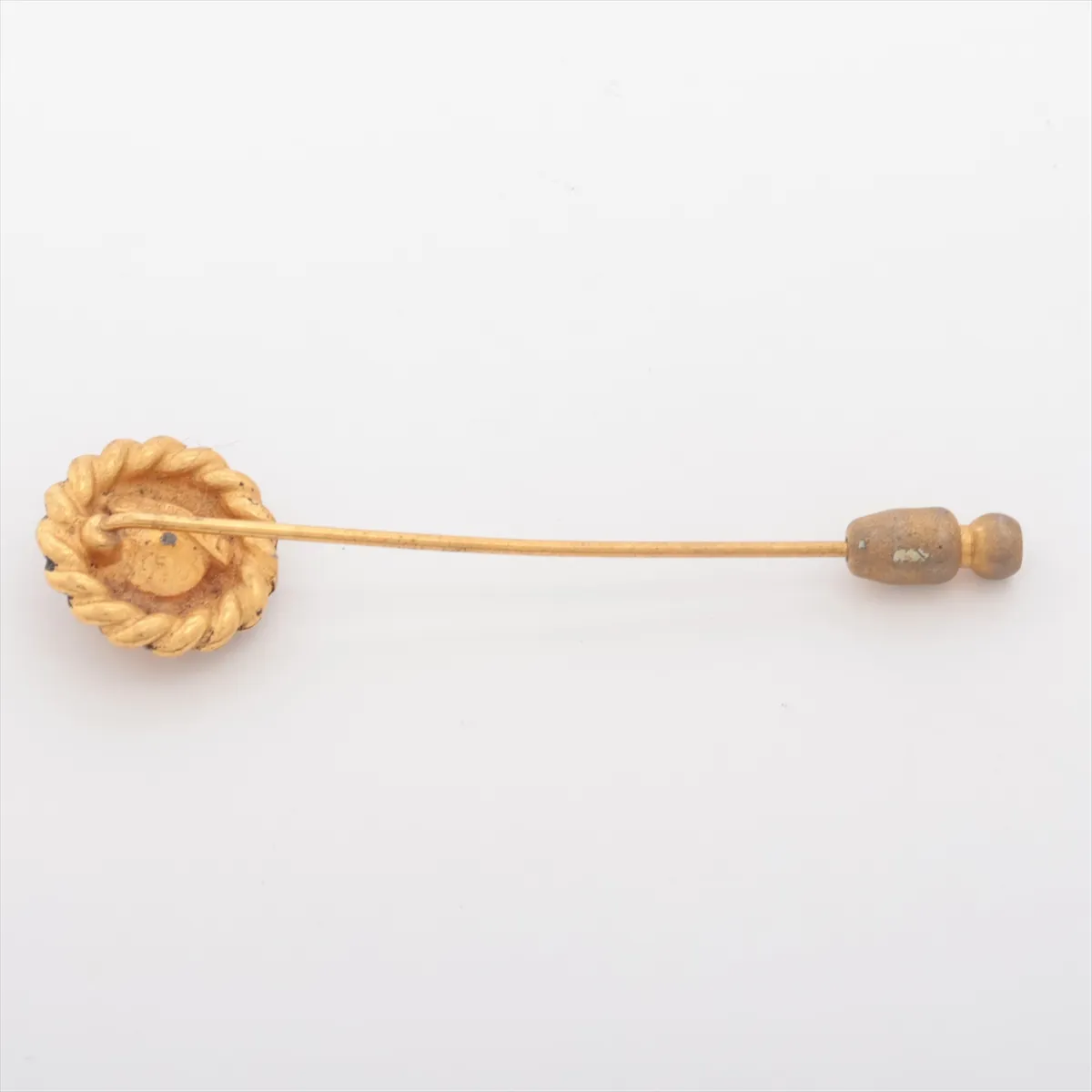 brooch, gold plated with rhinestones. Shows signs of wear, including — view 2