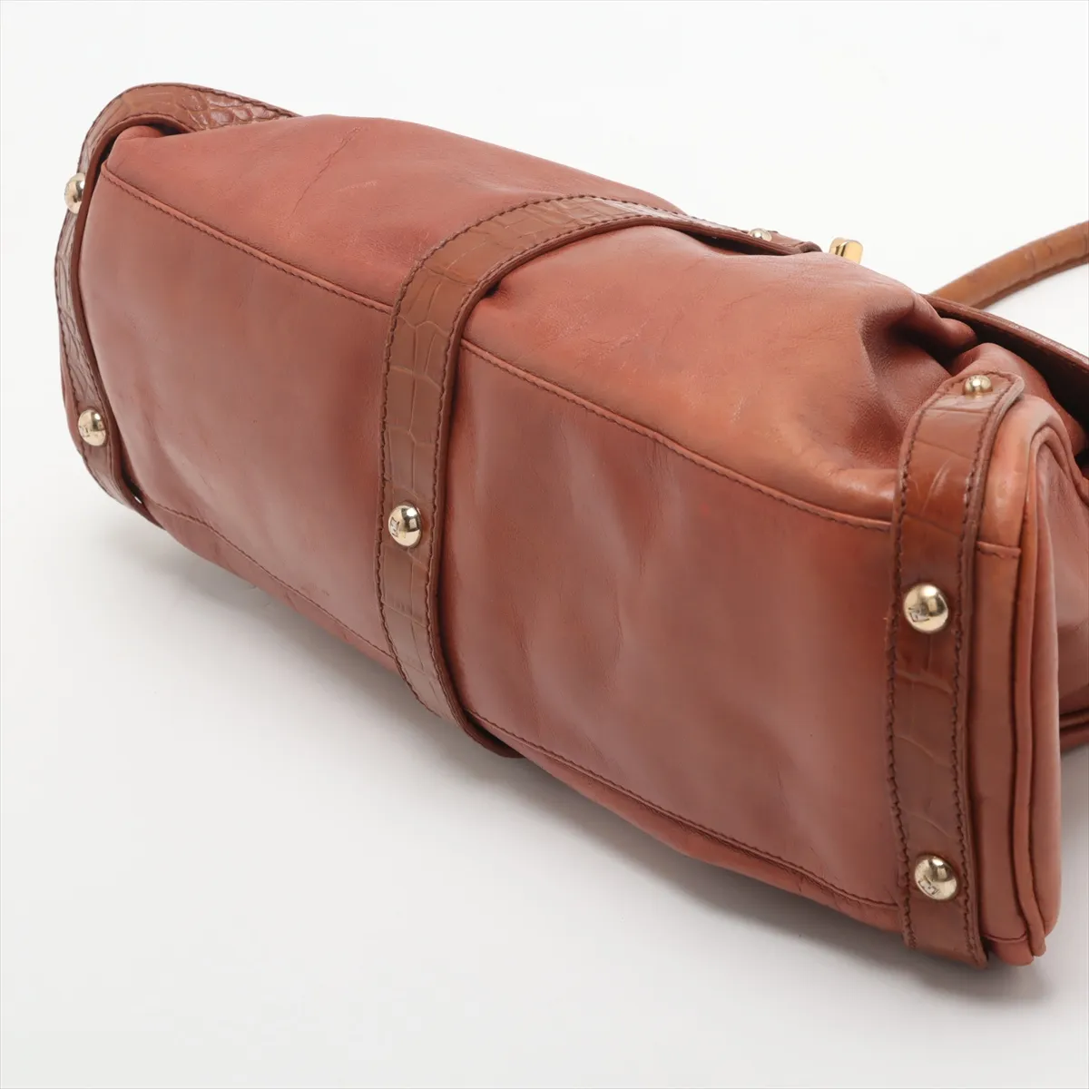 Bolsa Magic Leather x Croco Embossed Handbag Brown 8BN144 — view 3