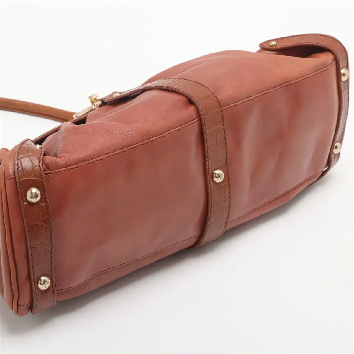 Bolsa Magic Leather x Croco Embossed Handbag Brown 8BN144 — view 4