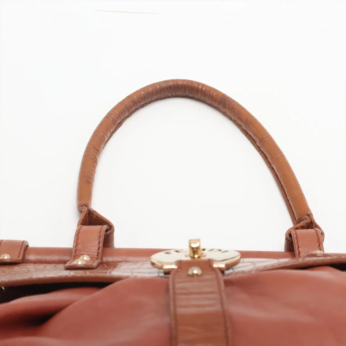 Bolsa Magic Leather x Croco Embossed Handbag Brown 8BN144 — view 6