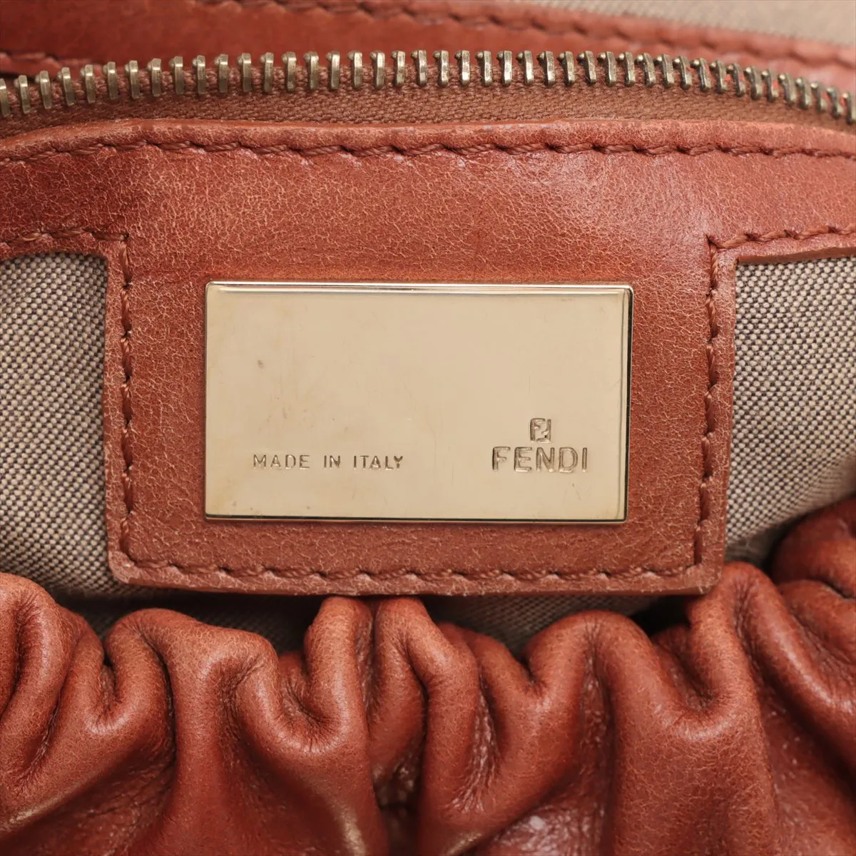 Bolsa Magic Leather x Croco Embossed Handbag Brown 8BN144 — view 9