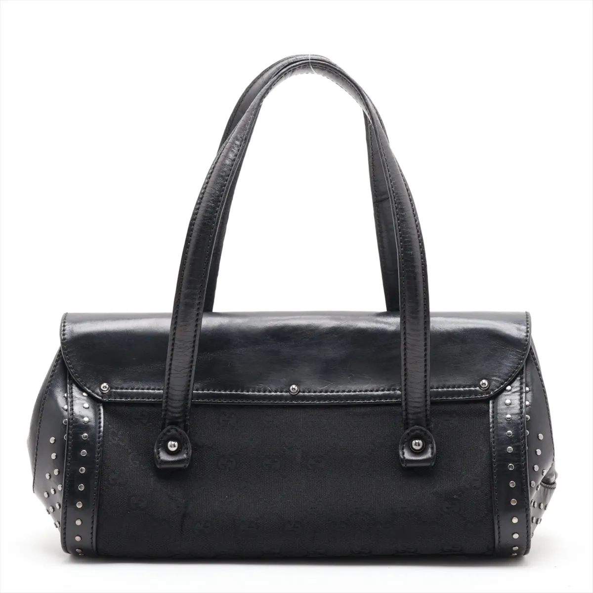 GG Canvas Bamboo Canvas x Leather Handbag Black 114993 — view 2