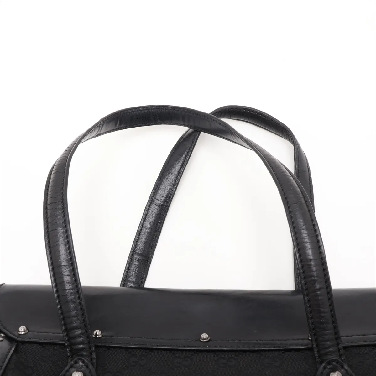 GG Canvas Bamboo Canvas x Leather Handbag Black 114993 — view 6