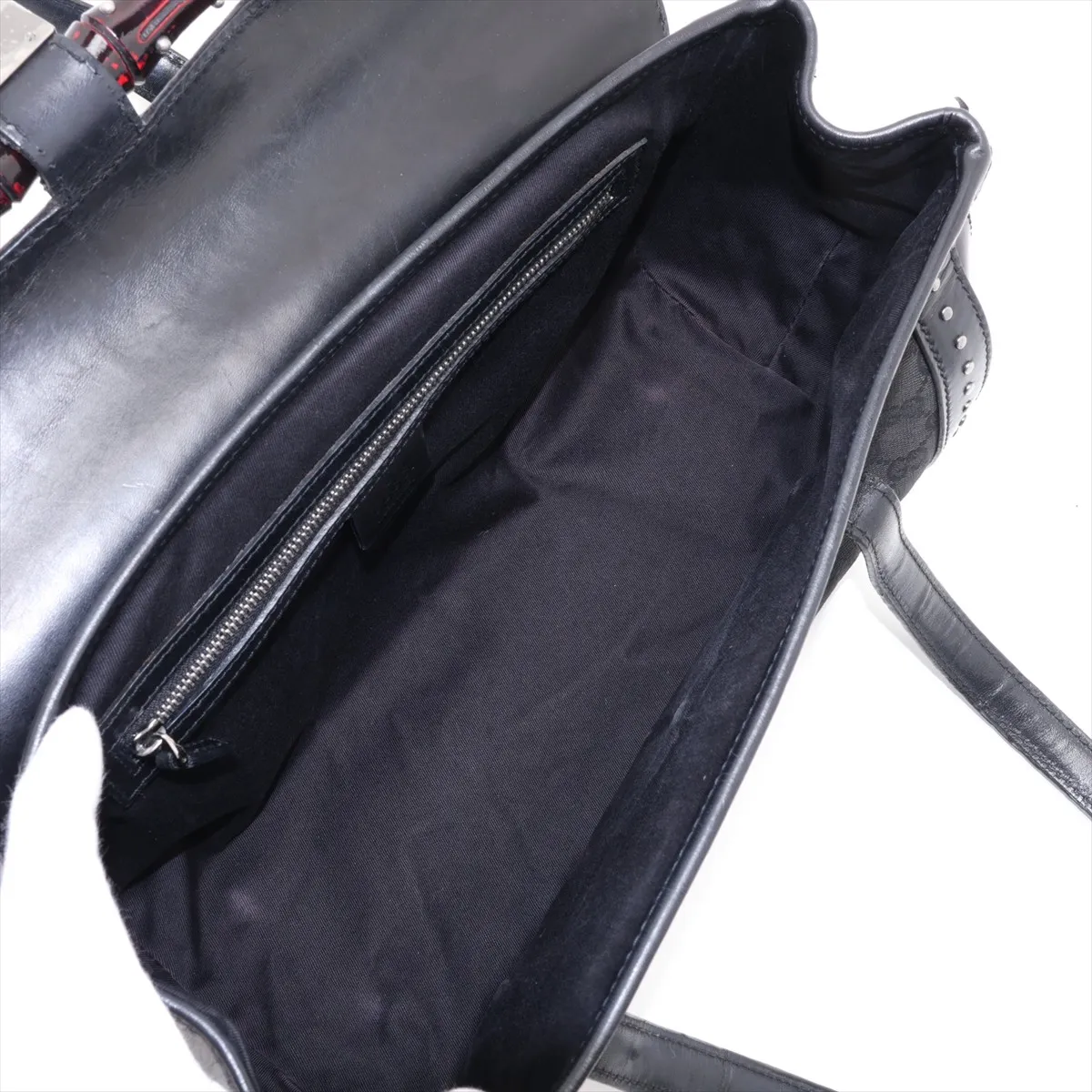 GG Canvas Bamboo Canvas x Leather Handbag Black 114993 — view 7