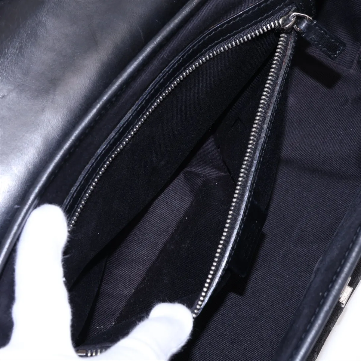 GG Canvas Bamboo Canvas x Leather Handbag Black 114993 — view 8