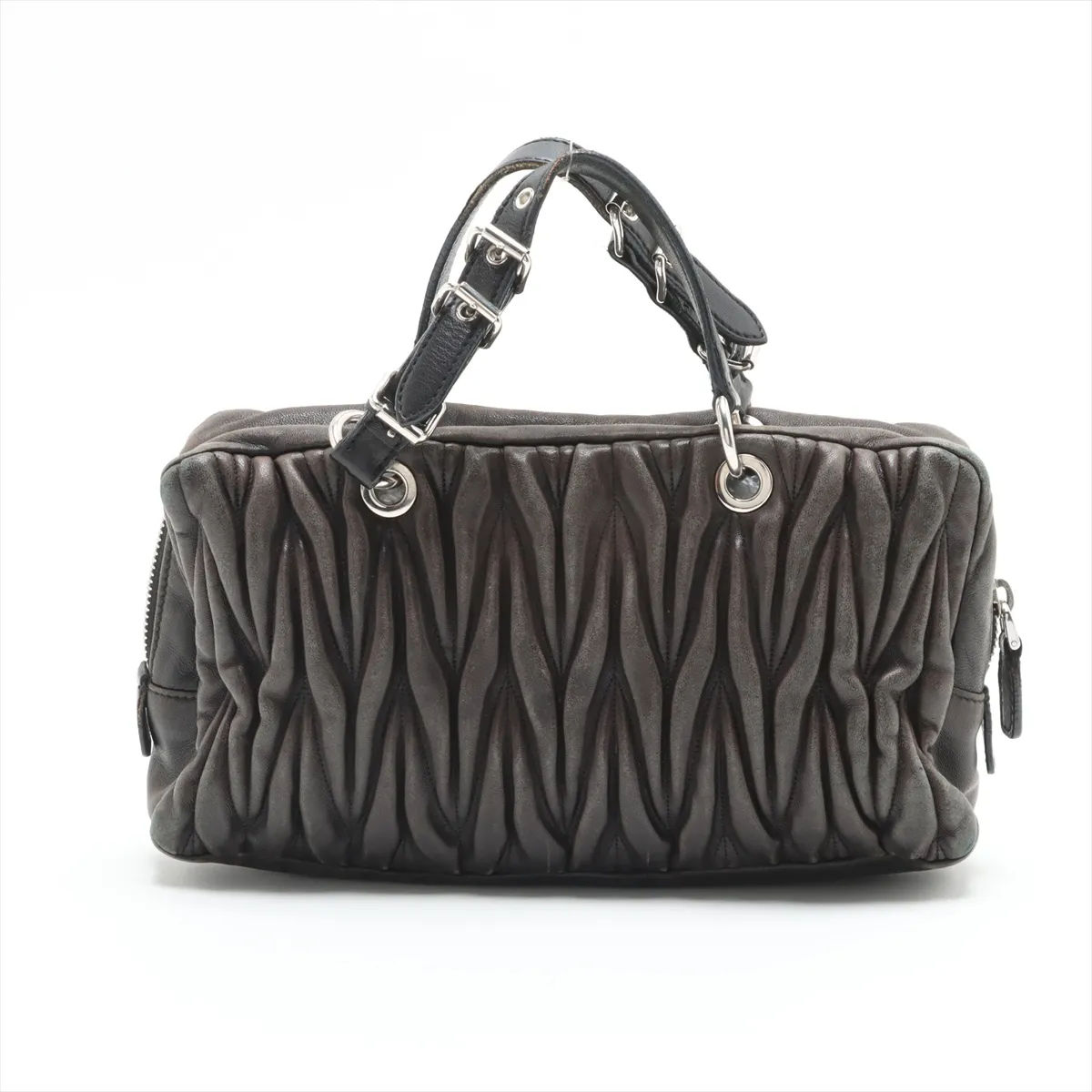 Matelasse Leather Handbag Brown — view 2