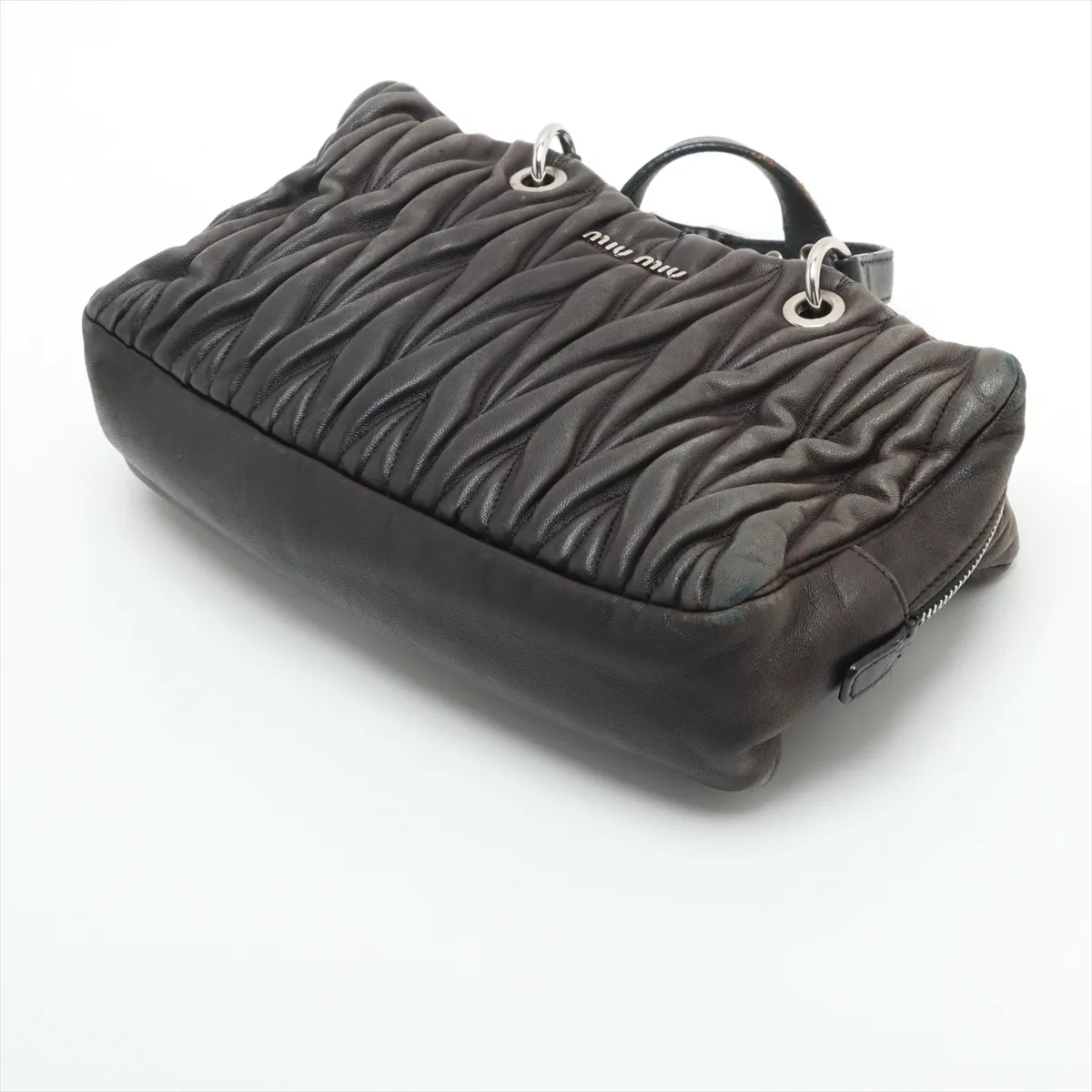 Matelasse Leather Handbag Brown — view 3