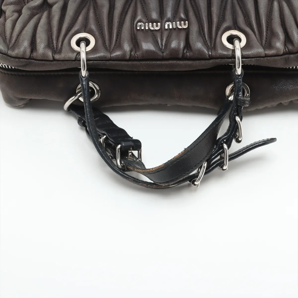 Matelasse Leather Handbag Brown — view 5