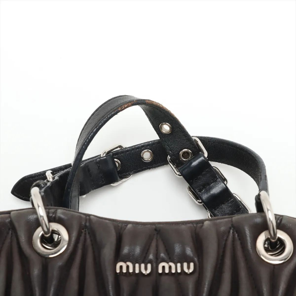 Matelasse Leather Handbag Brown — view 6
