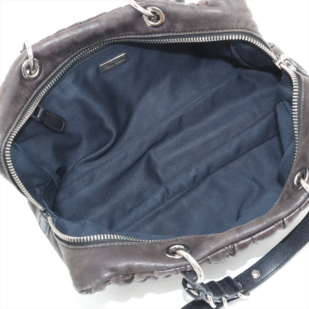Matelasse Leather Handbag Brown — view 7
