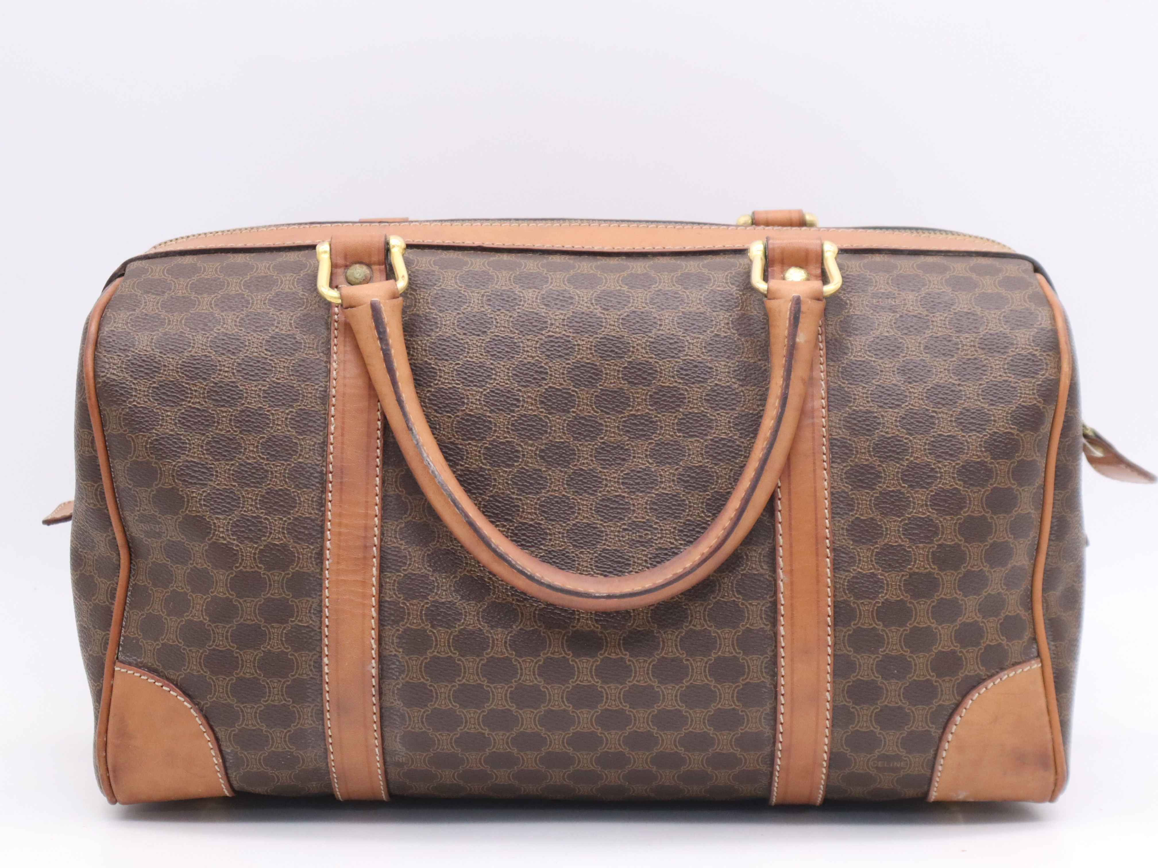 M07 Leather Macadam Pattern Mini Boston Bag Brown Boston Bag — view 2