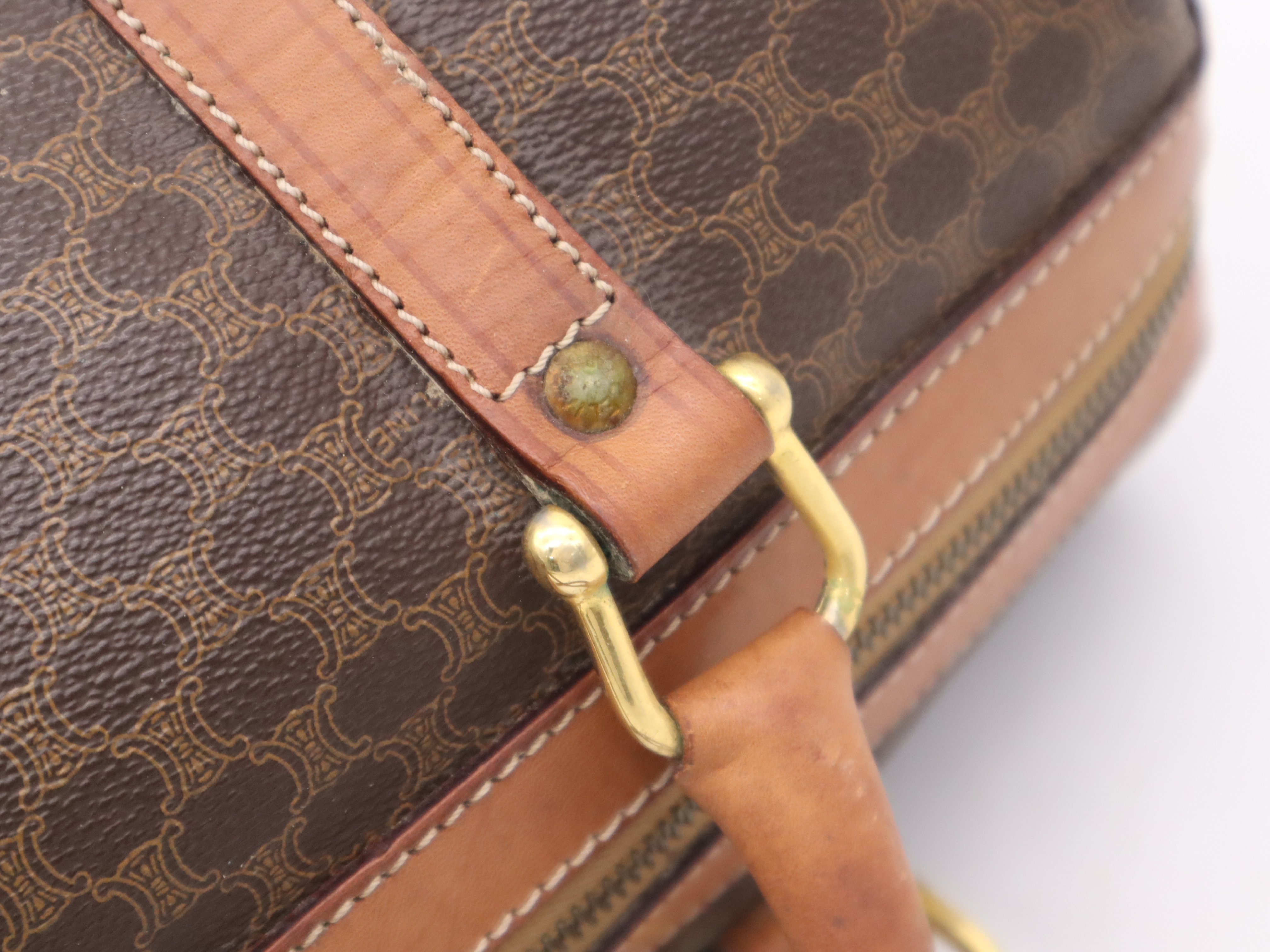 M07 Leather Macadam Pattern Mini Boston Bag Brown Boston Bag — view 8