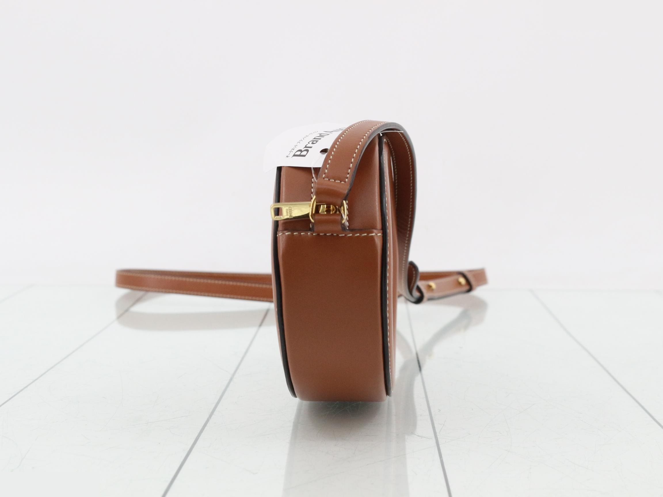 Triomphe Leather Crossbody Oval Purse Shoulder Bag — view 4