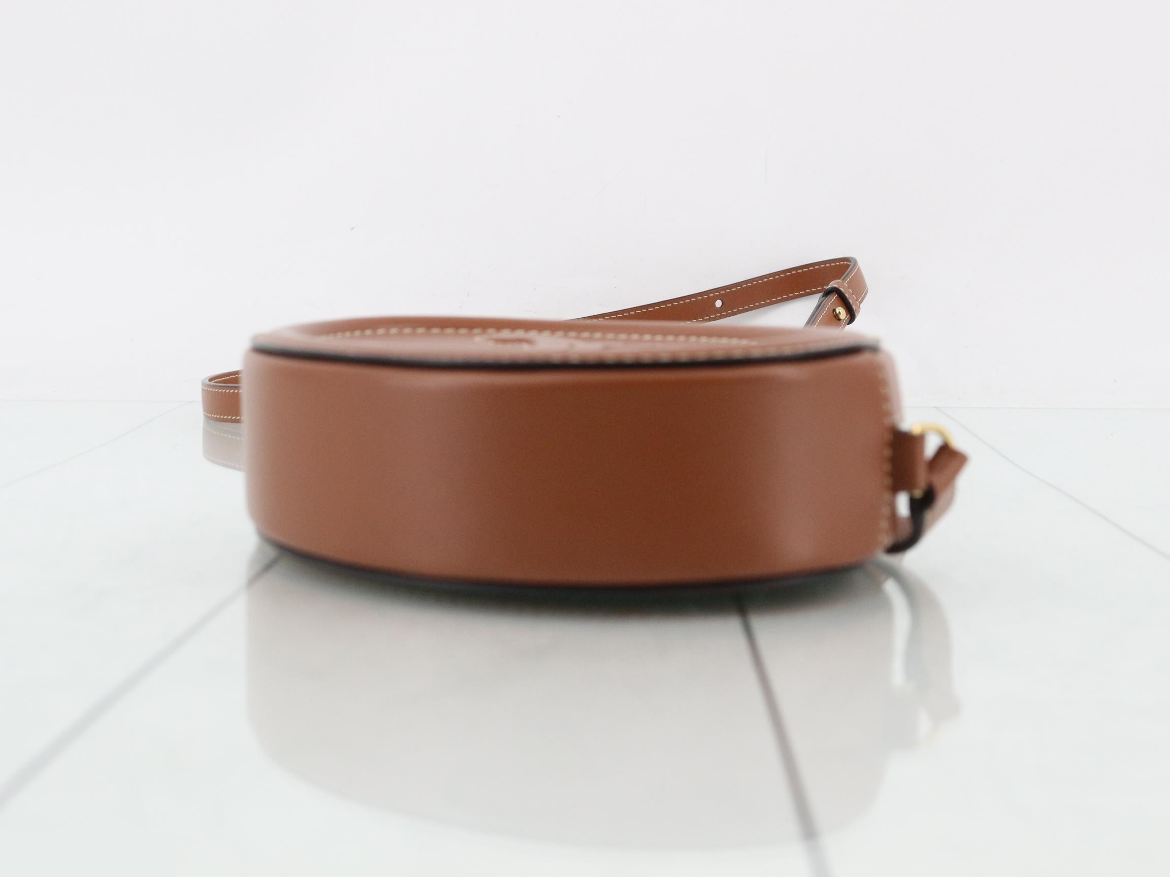 Triomphe Leather Crossbody Oval Purse Shoulder Bag — view 6