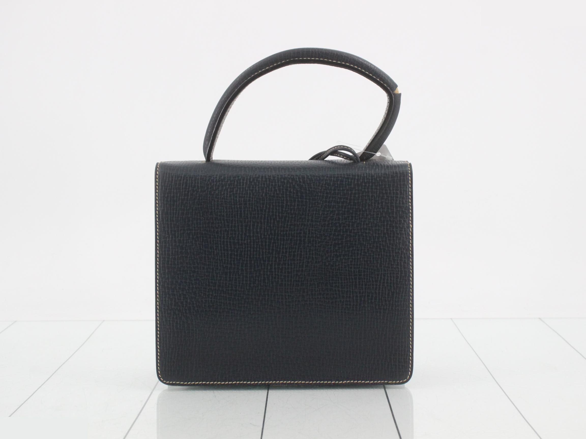 Barcelona leather handbag, navy — view 2