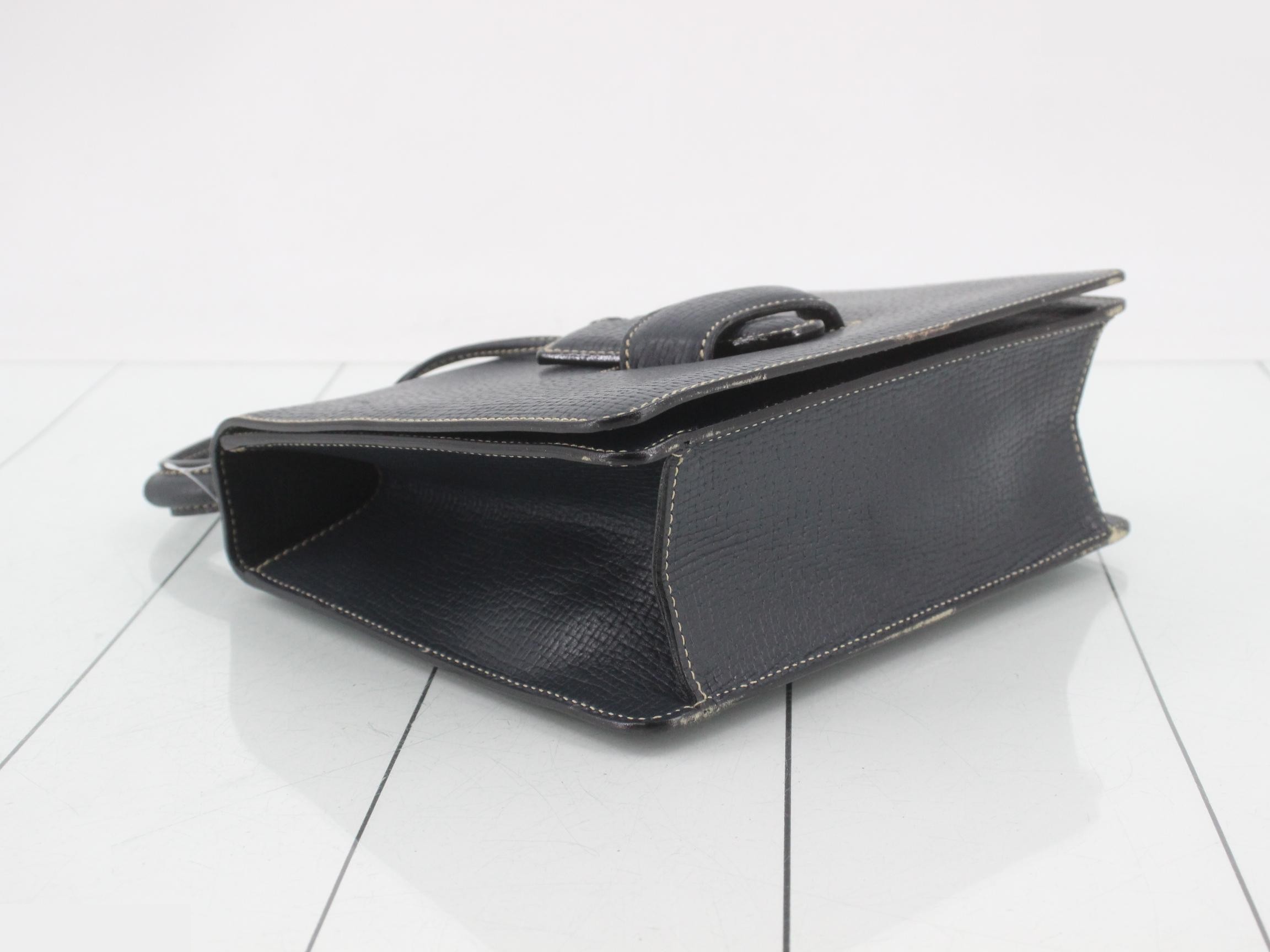 Barcelona leather handbag, navy — view 5