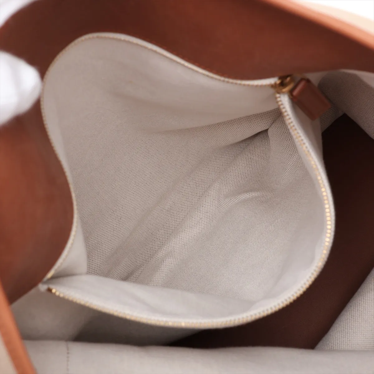 Canvas x Leather 2-Way Tote Bag, Beige x Brown, 781302 — view 9