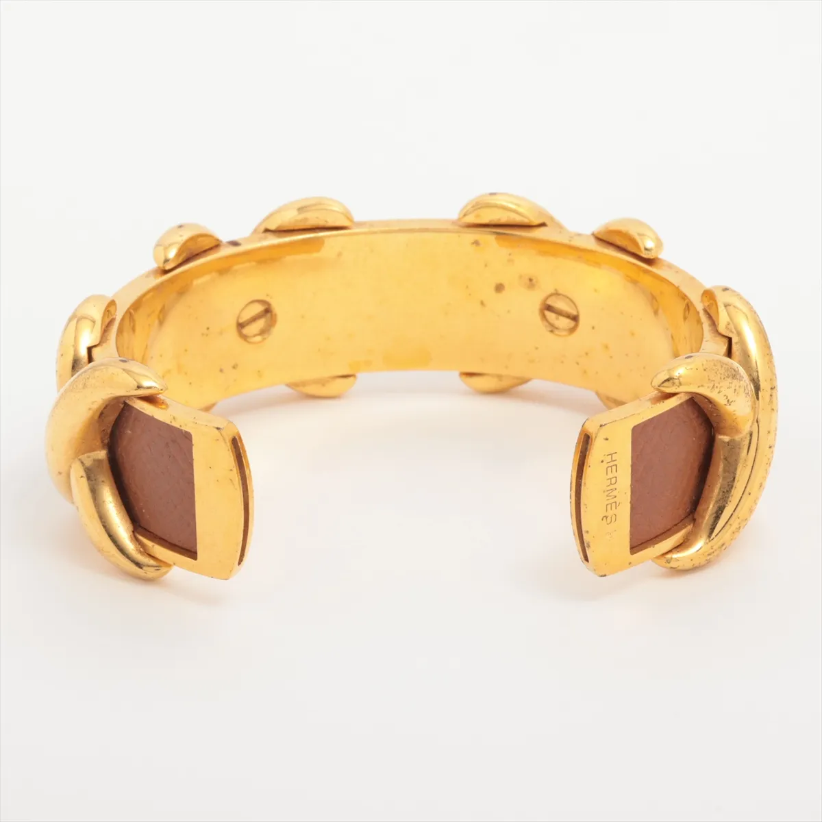 Cross Bangle, GP x Leather, Gold x Brown. Shows — view 2