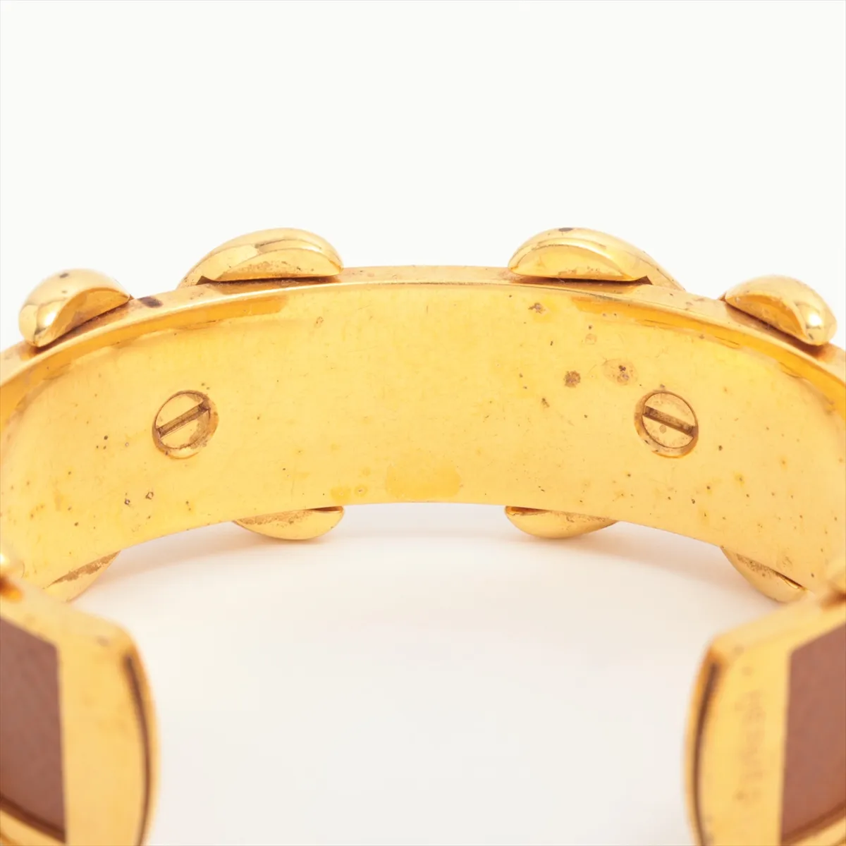 Cross Bangle, GP x Leather, Gold x Brown. Shows — view 4