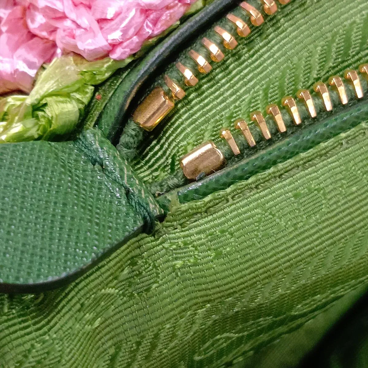 BN2302 Raffia Tote Bag Pink x Green — view 12