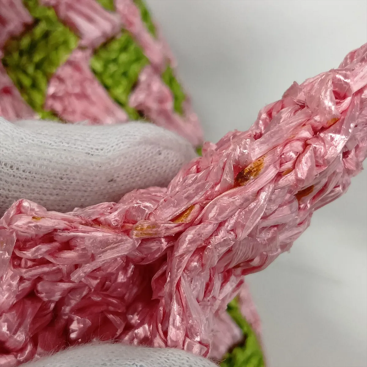 BN2302 Raffia Tote Bag Pink x Green — view 14