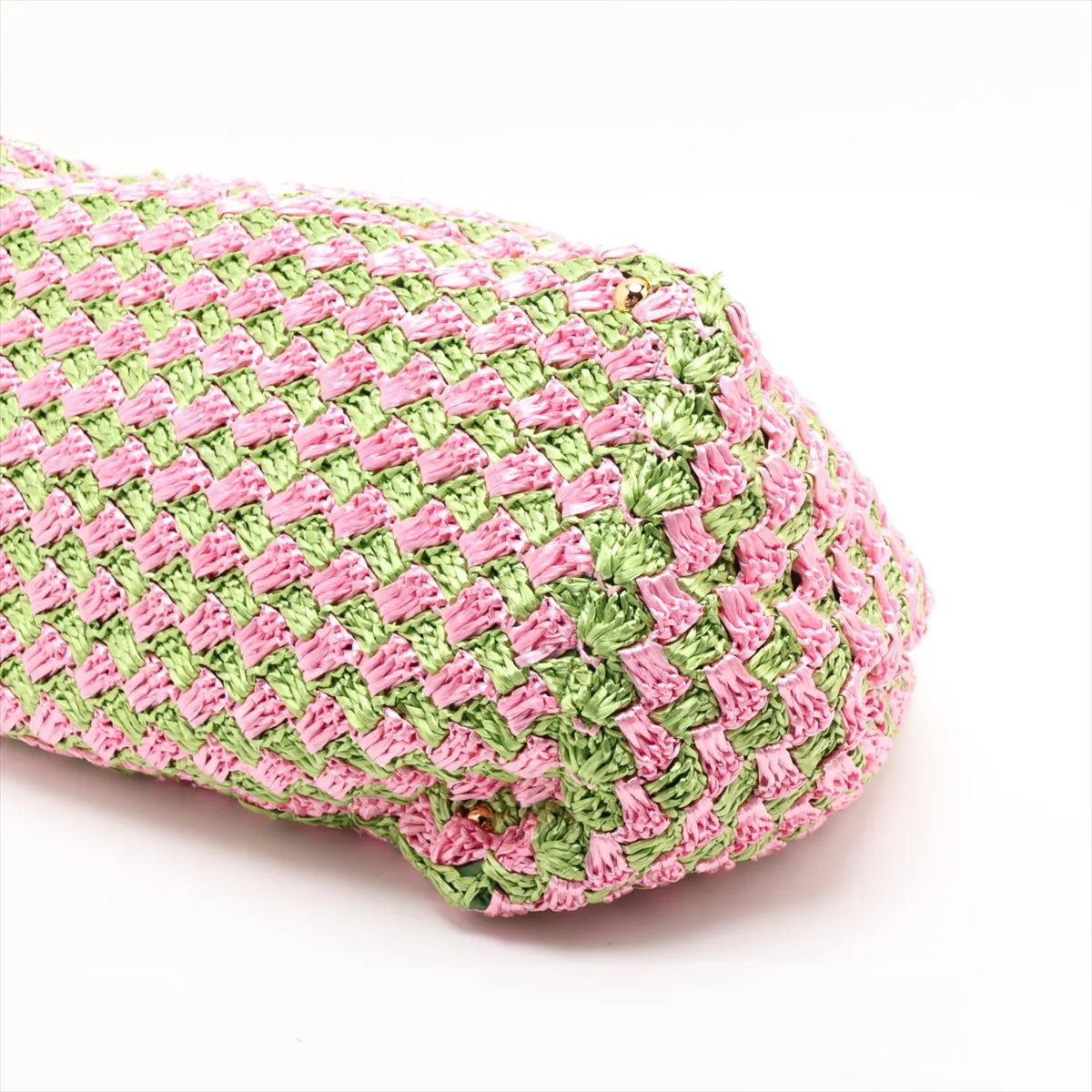 BN2302 Raffia Tote Bag Pink x Green — view 3