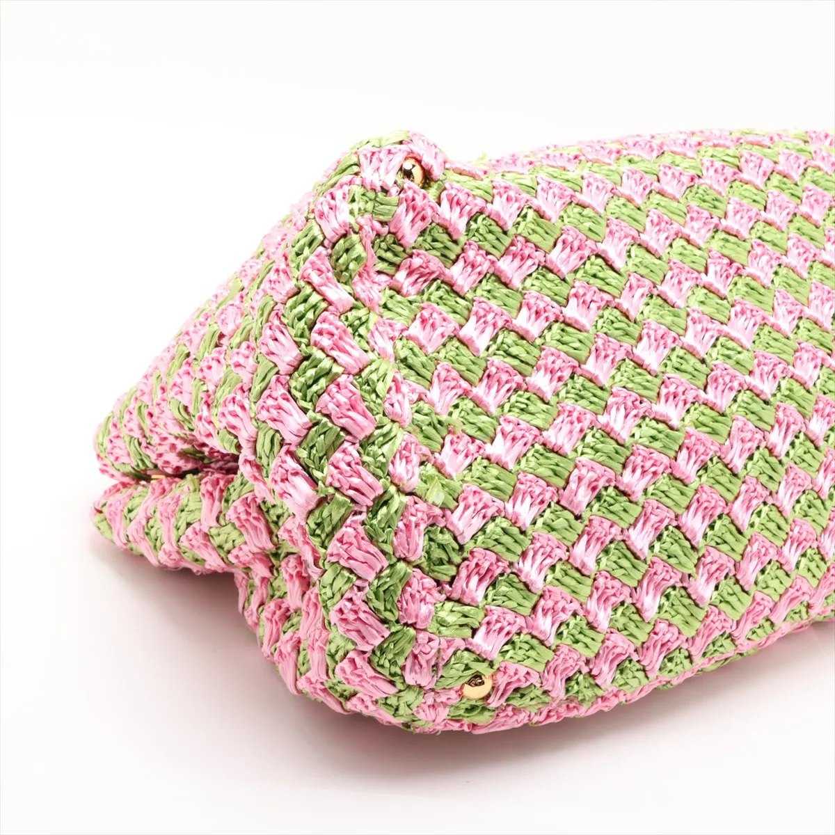 BN2302 Raffia Tote Bag Pink x Green — view 4