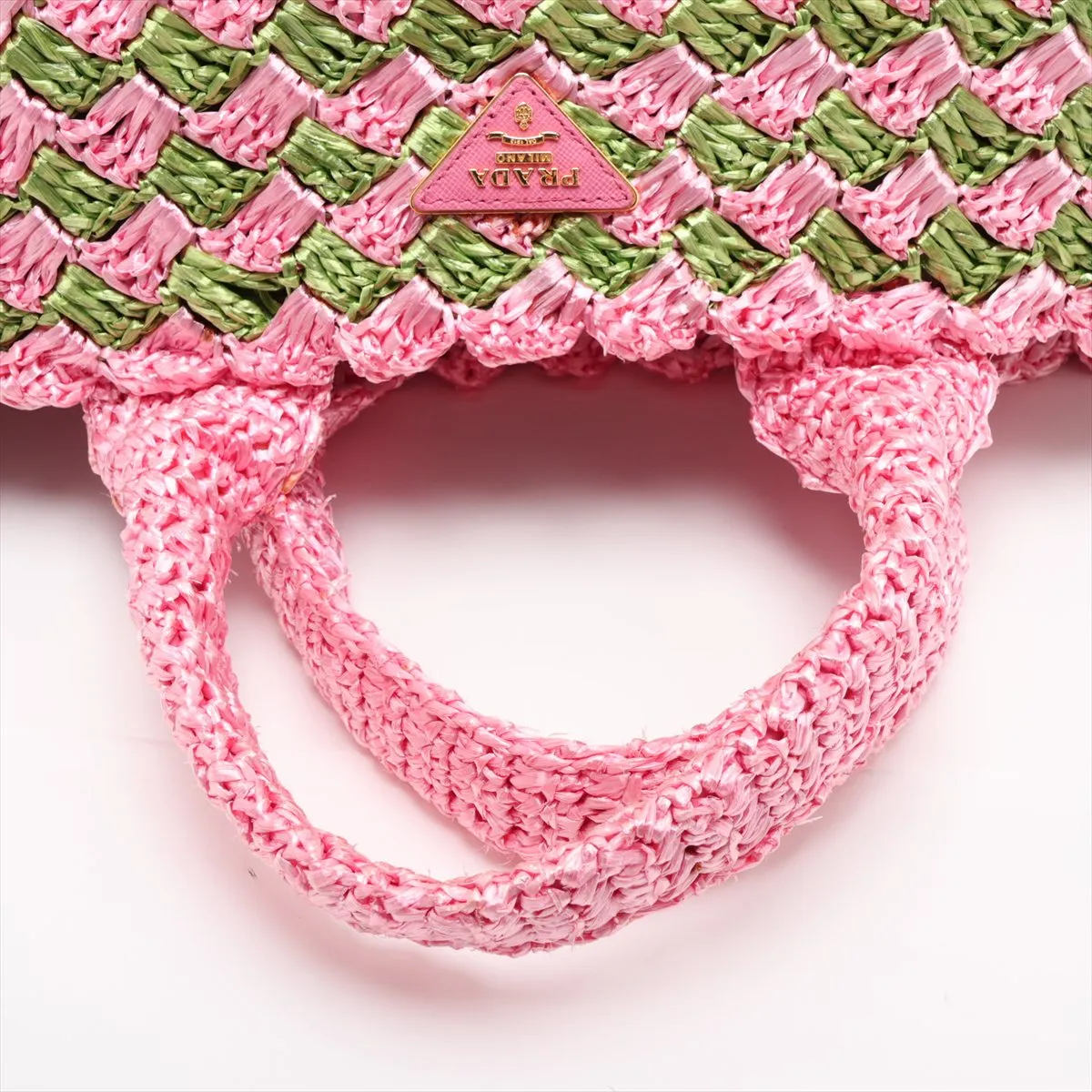 BN2302 Raffia Tote Bag Pink x Green — view 5