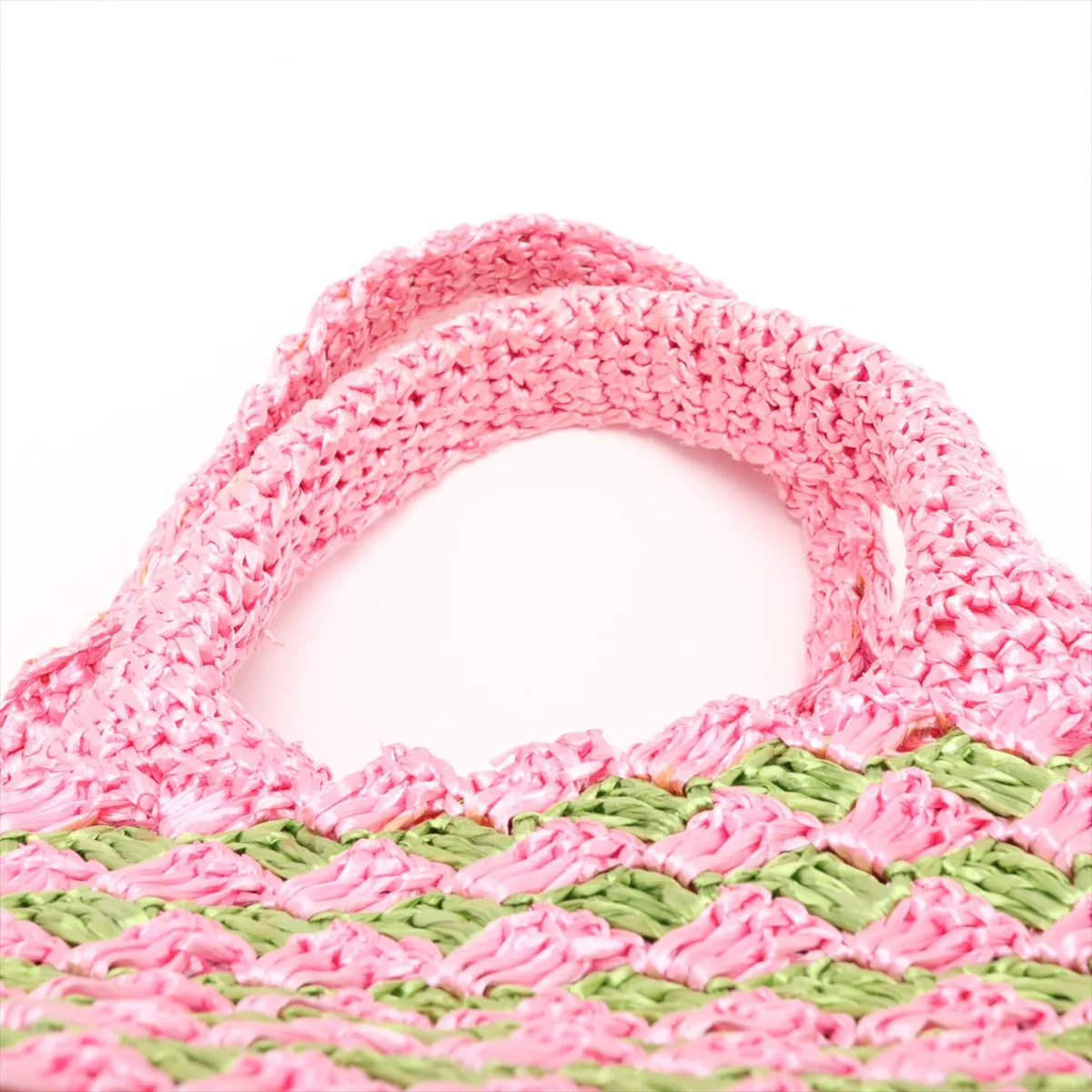 BN2302 Raffia Tote Bag Pink x Green — view 6