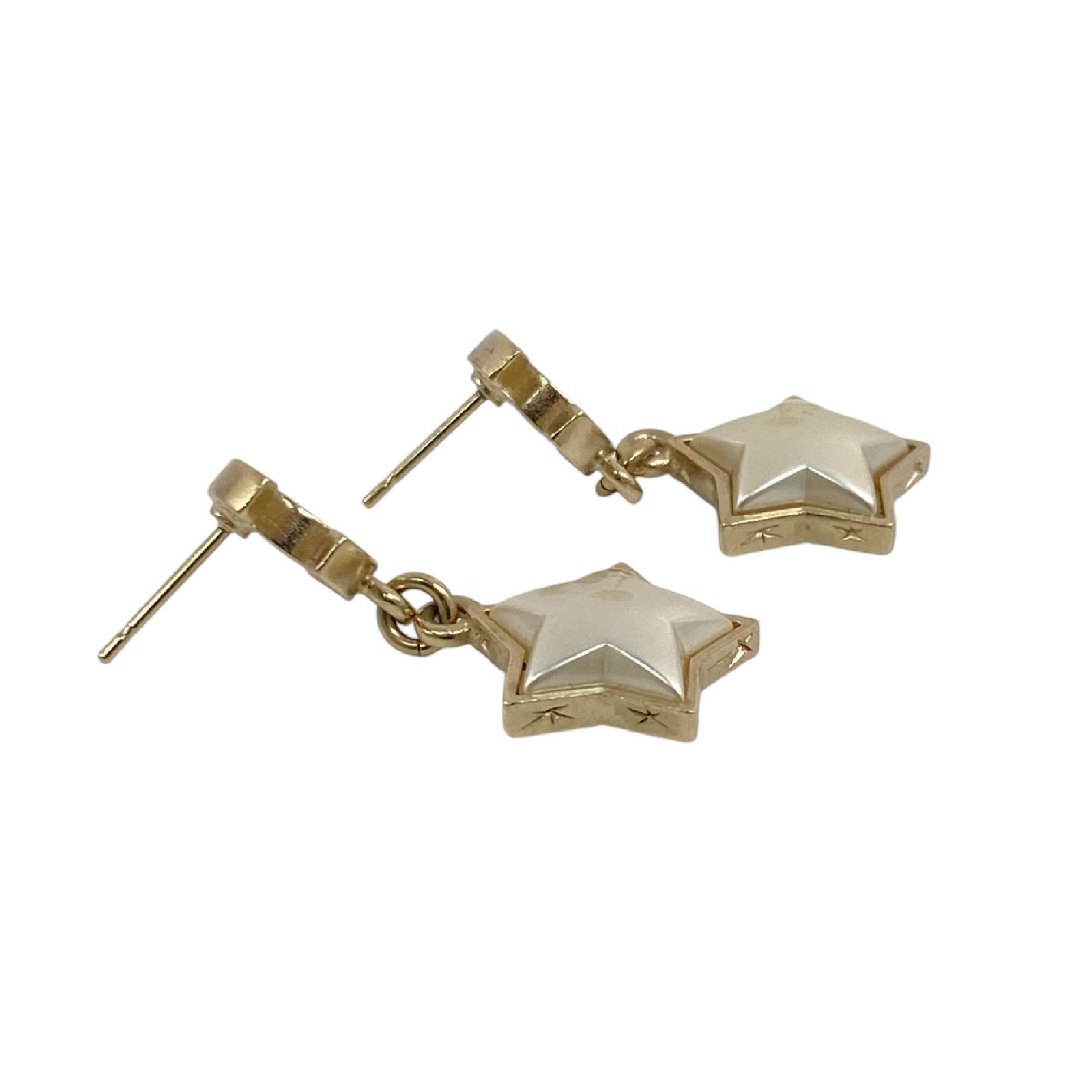 【*Shipped from: Hong Kong*】CHANEL Gold-colored Metal/Faux Pearl Coco Mark Star Earrings A17B Earrings — view 4
