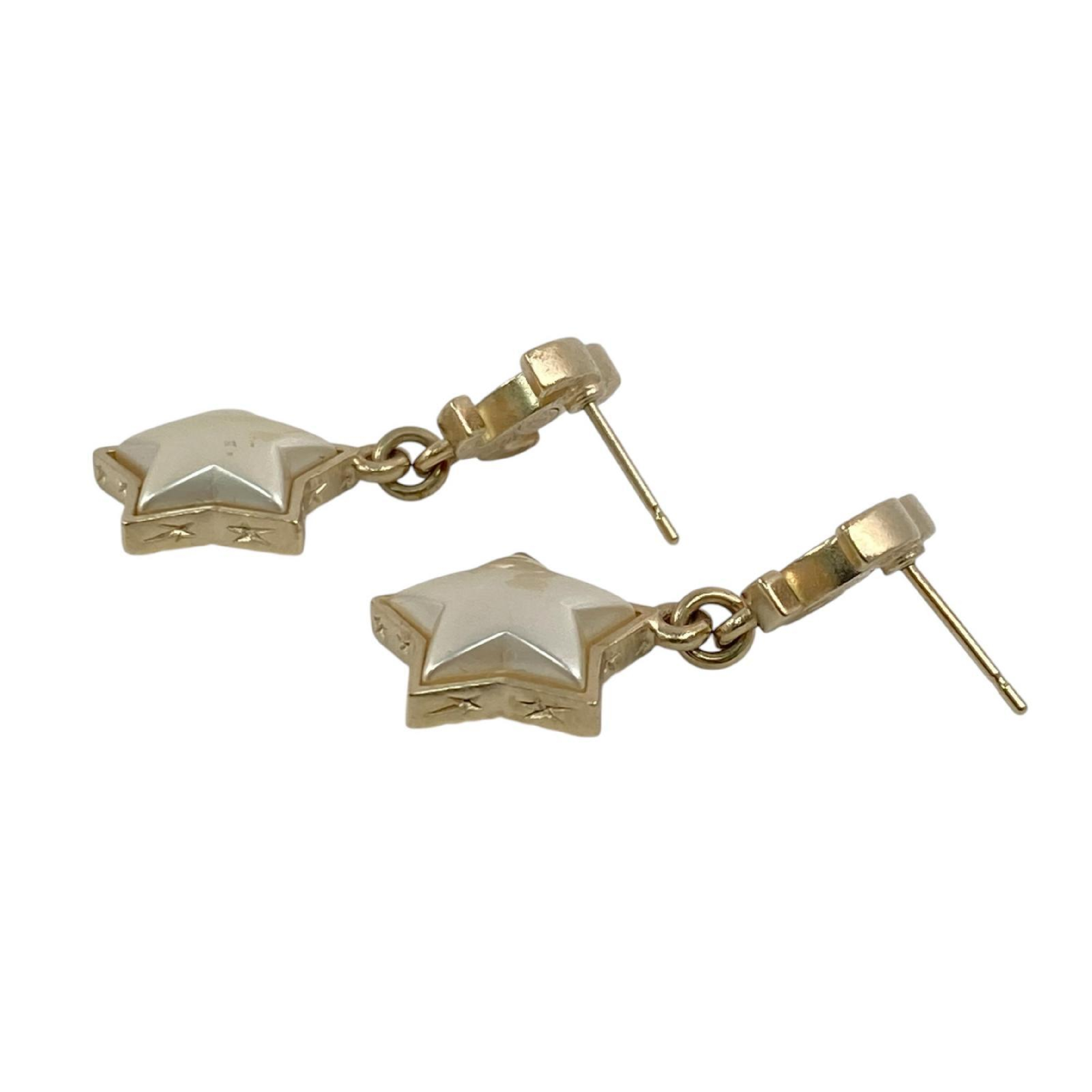 【*Shipped from: Hong Kong*】CHANEL Gold-colored Metal/Faux Pearl Coco Mark Star Earrings A17B Earrings — view 5