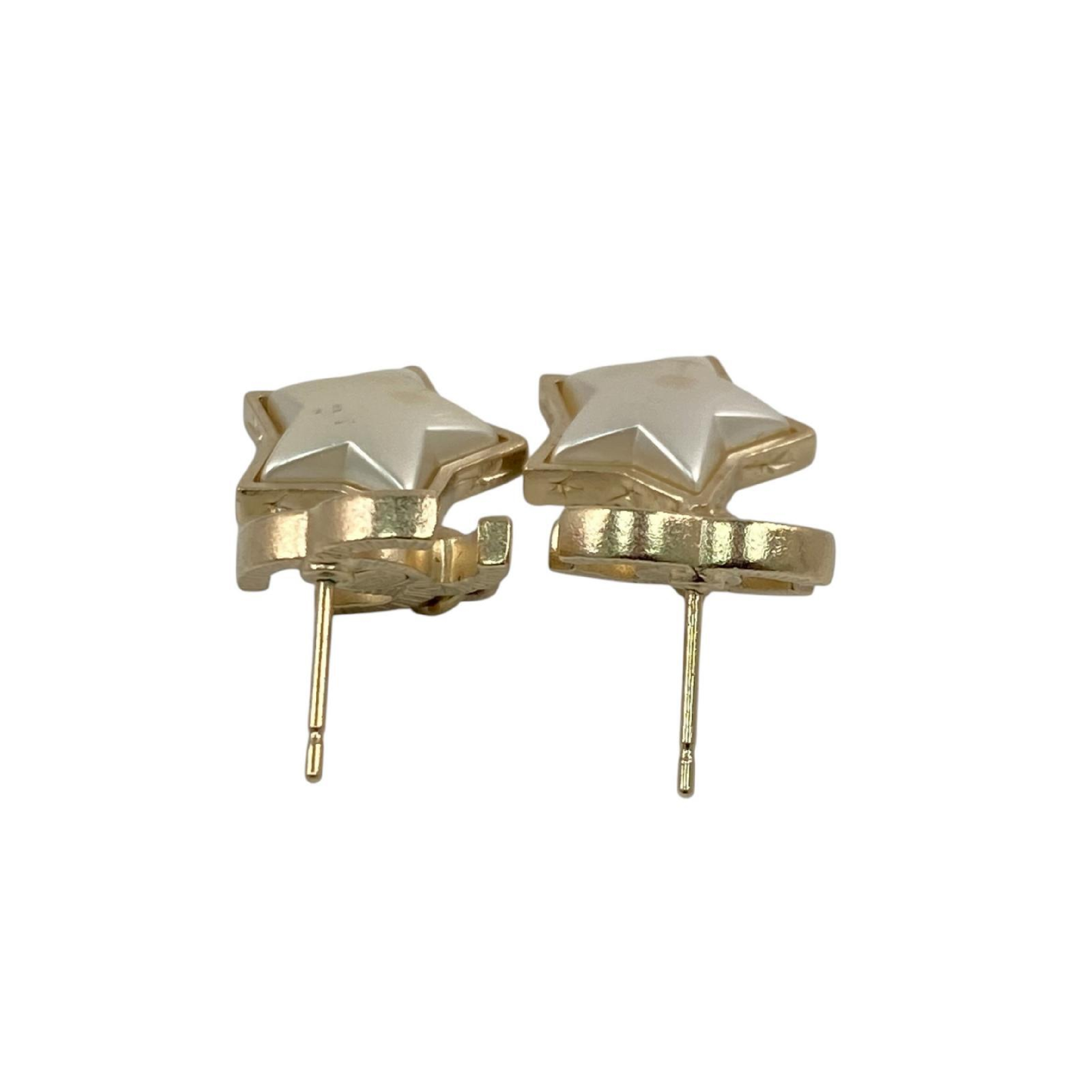 【*Shipped from: Hong Kong*】CHANEL Gold-colored Metal/Faux Pearl Coco Mark Star Earrings A17B Earrings — view 6