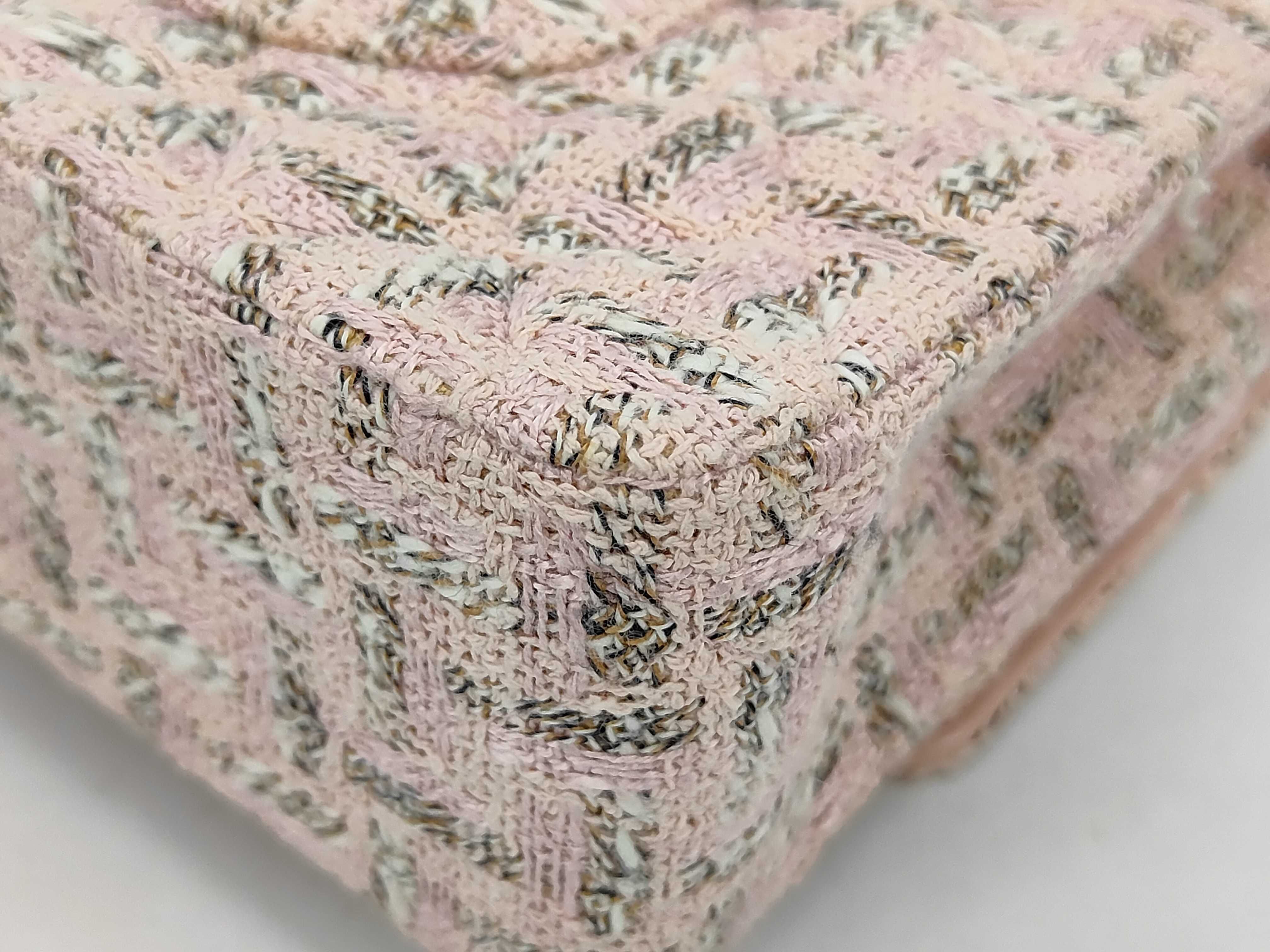 Double Flap Tweed Pink Shoulder Bag #10 — view 3
