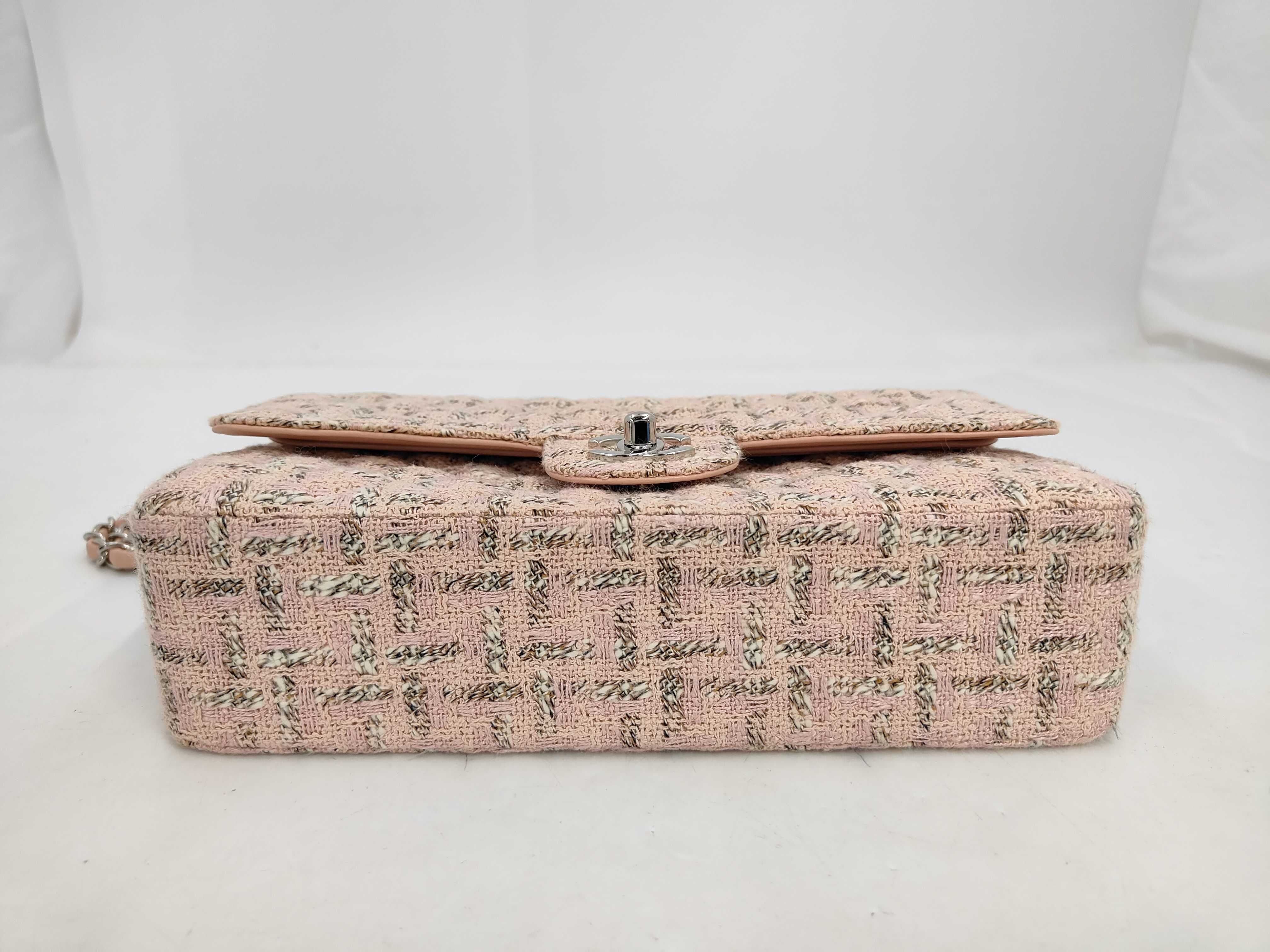 Double Flap Tweed Pink Shoulder Bag #10 — view 4