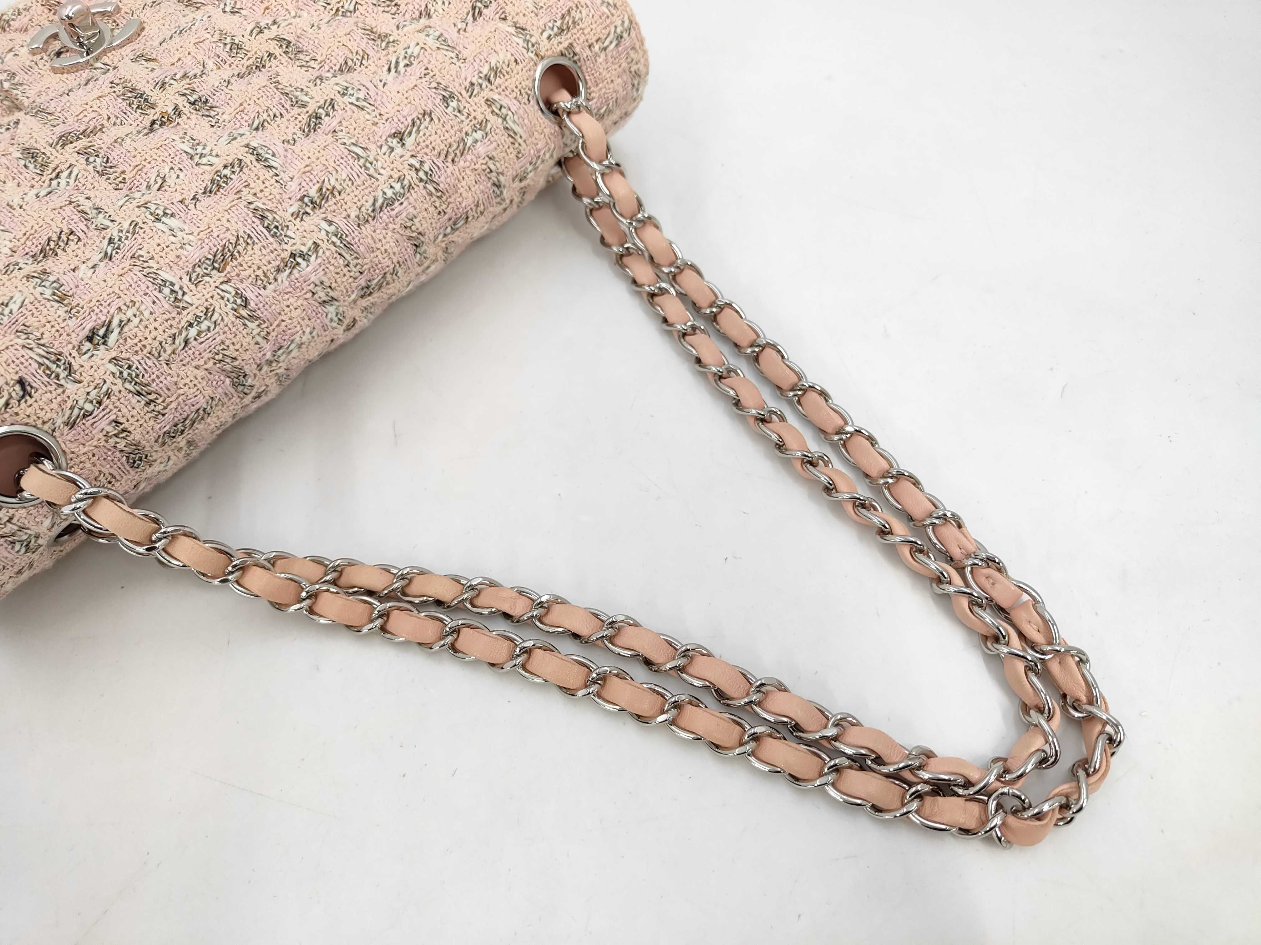 Double Flap Tweed Pink Shoulder Bag #10 — view 5