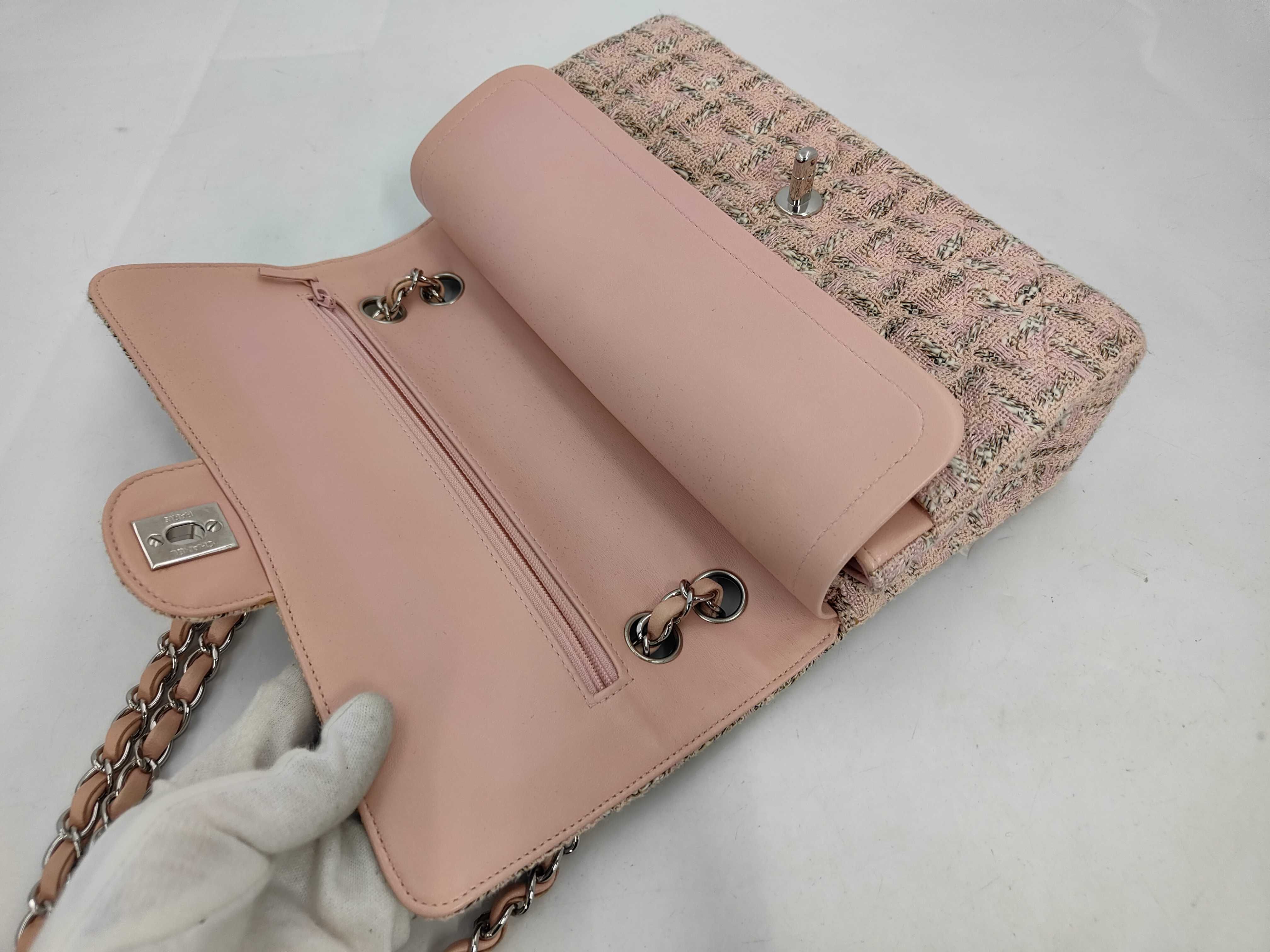 Double Flap Tweed Pink Shoulder Bag #10 — view 8