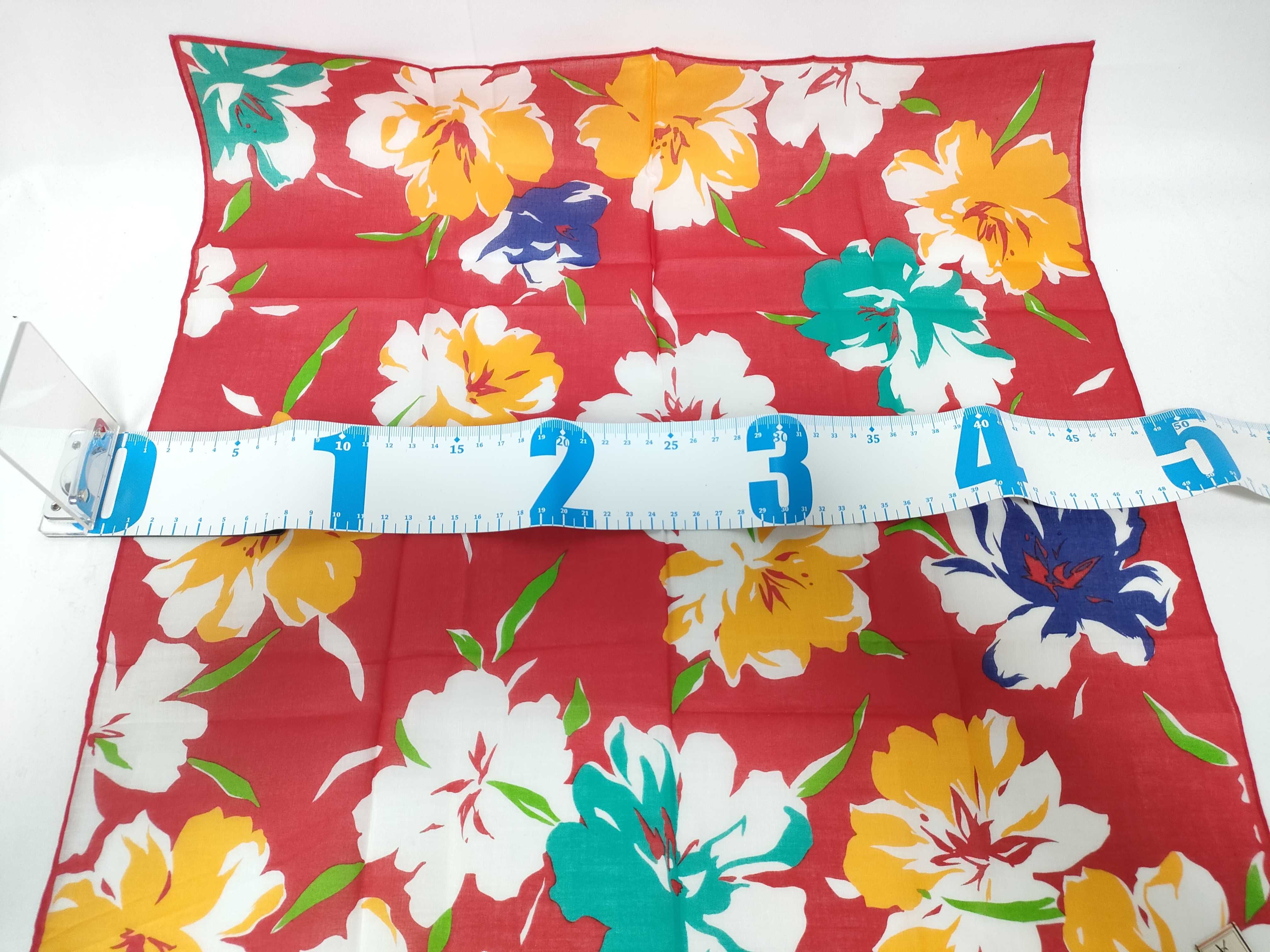 Handkerchief Scarf with Sticker, Floral Pattern, Red, Other Accessories — view 2