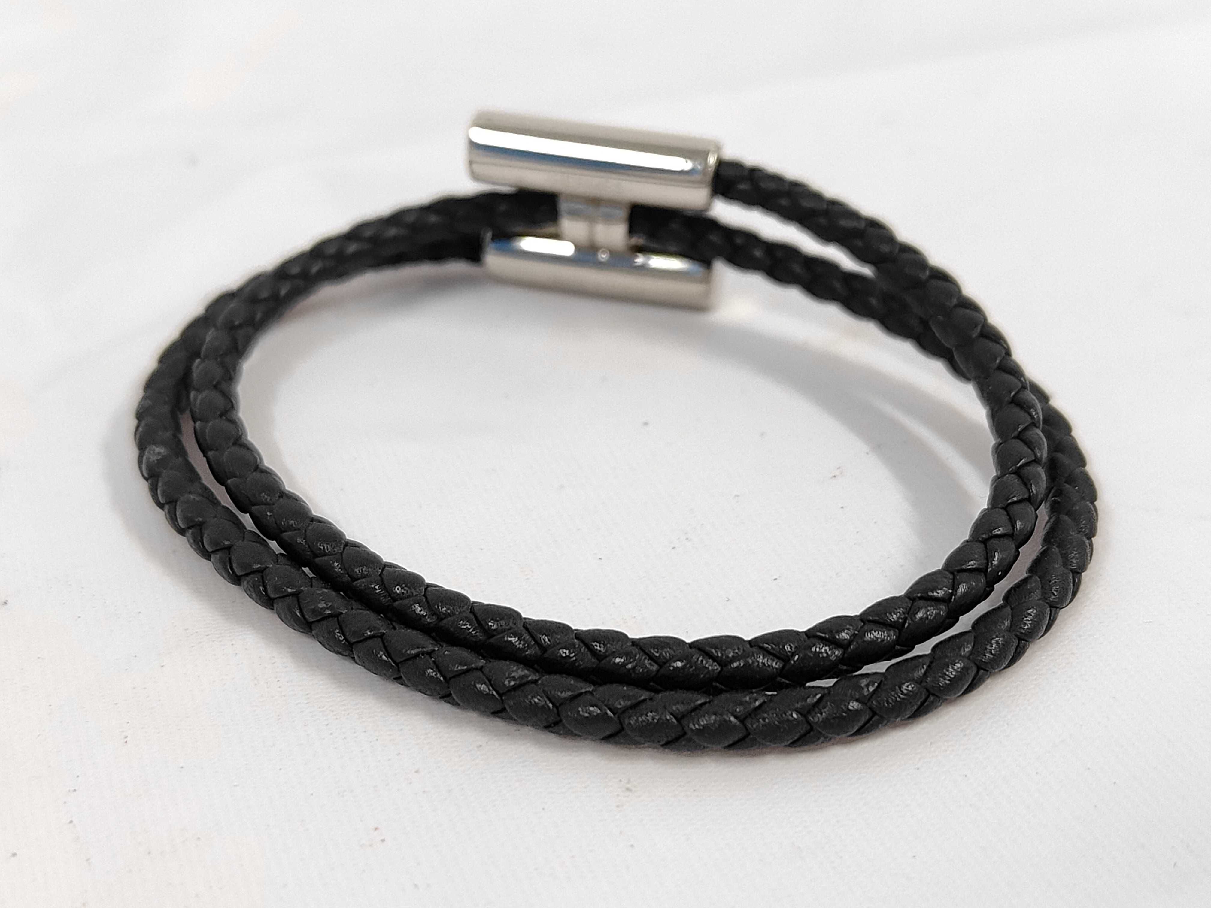 Tourni Tresse Bracelet, Leather, Black, Bracelet/Bangle — view 3