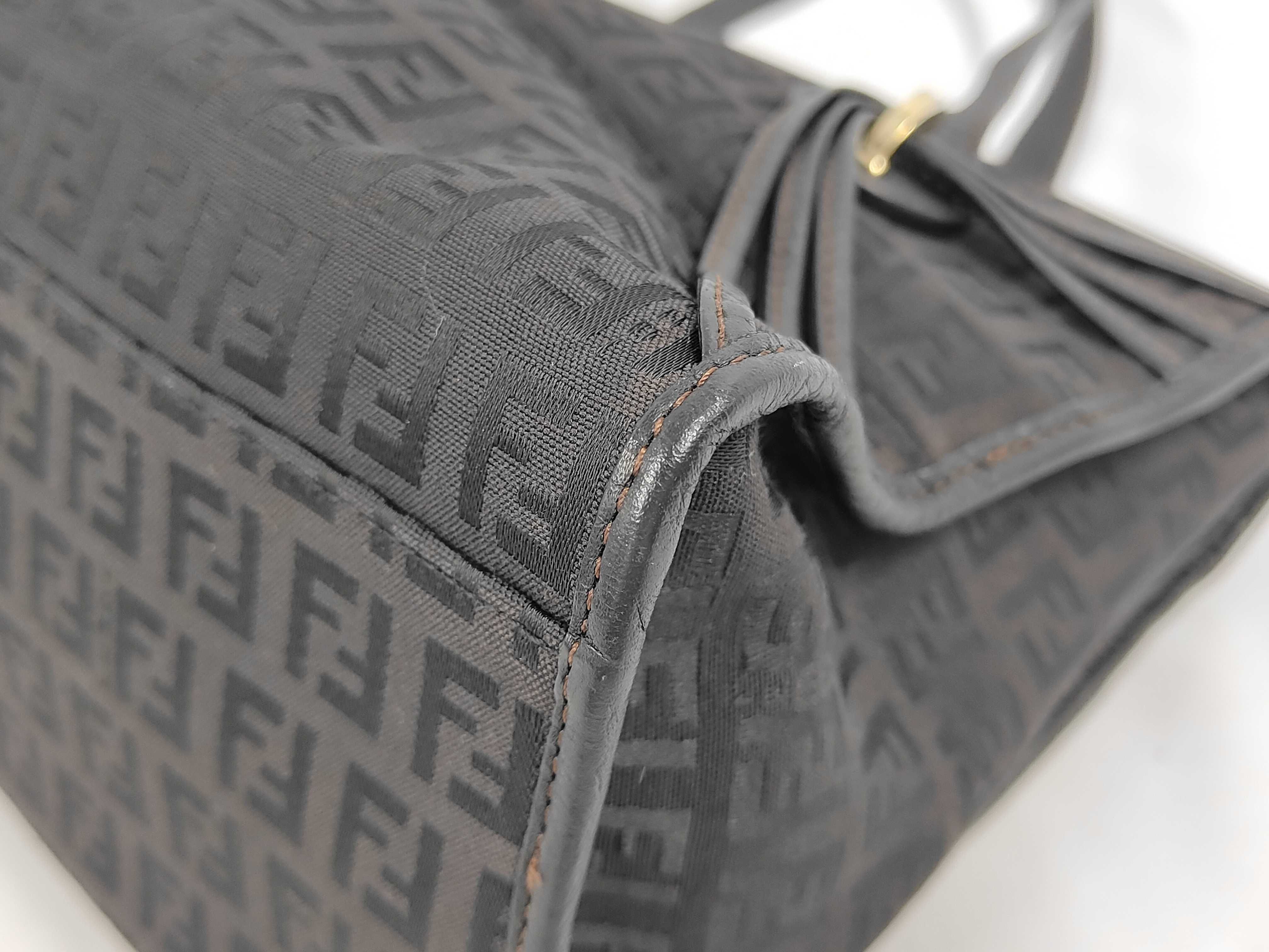 Zucchino Canvas Handbag, Dark Brown Shoulder Bag — view 4