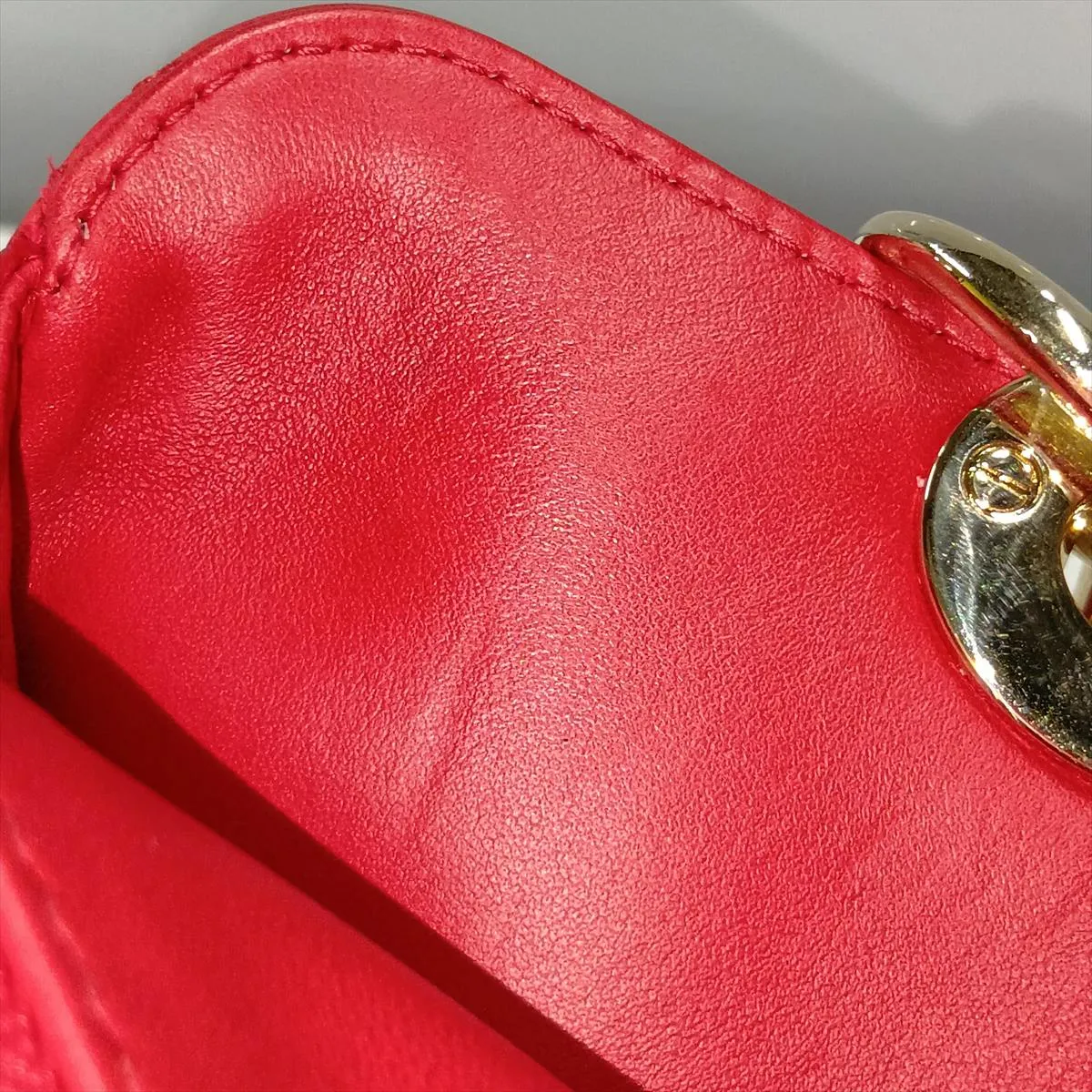 Cannage Leather Chain Shoulder Bag, Red — view 14
