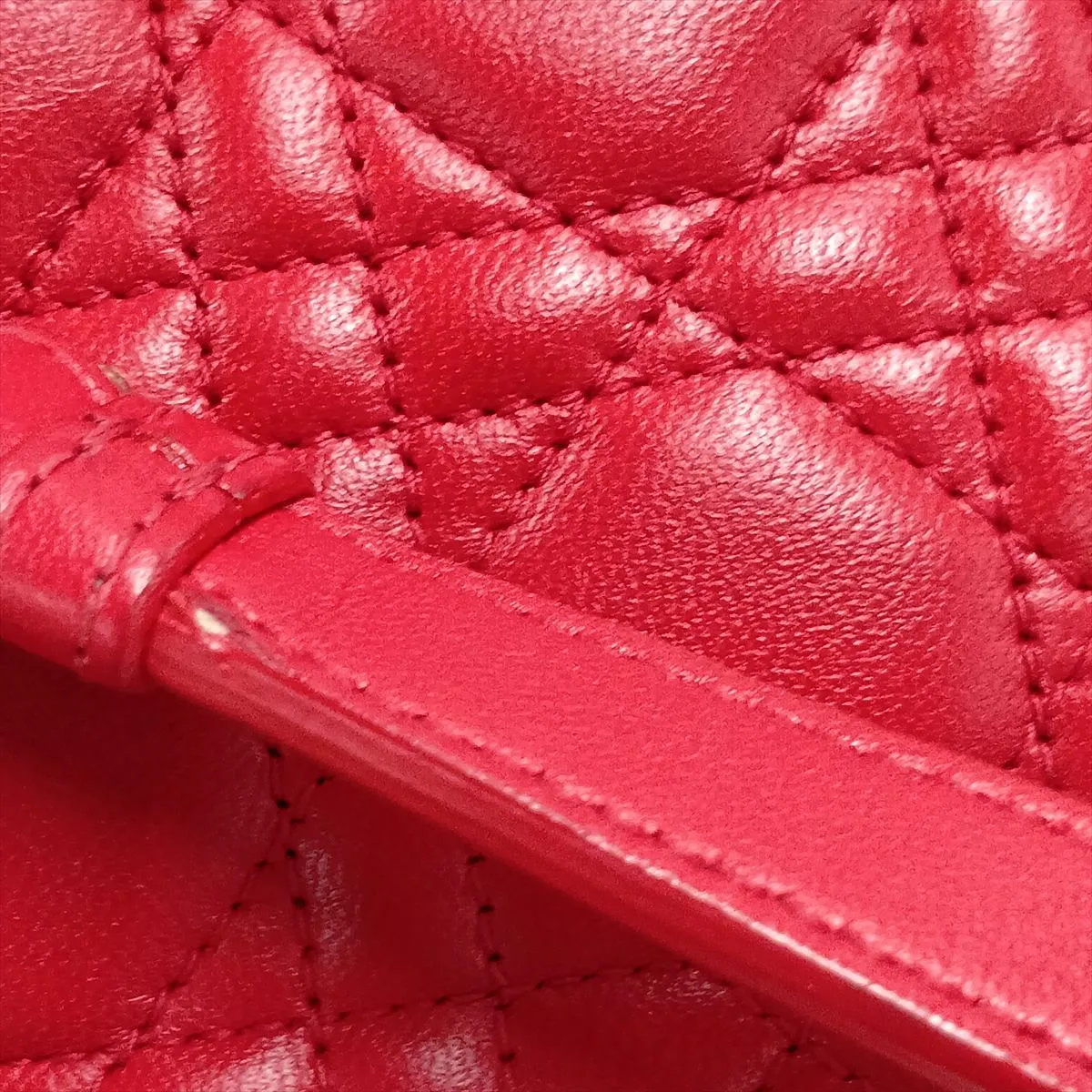 Cannage Leather Chain Shoulder Bag, Red — view 15