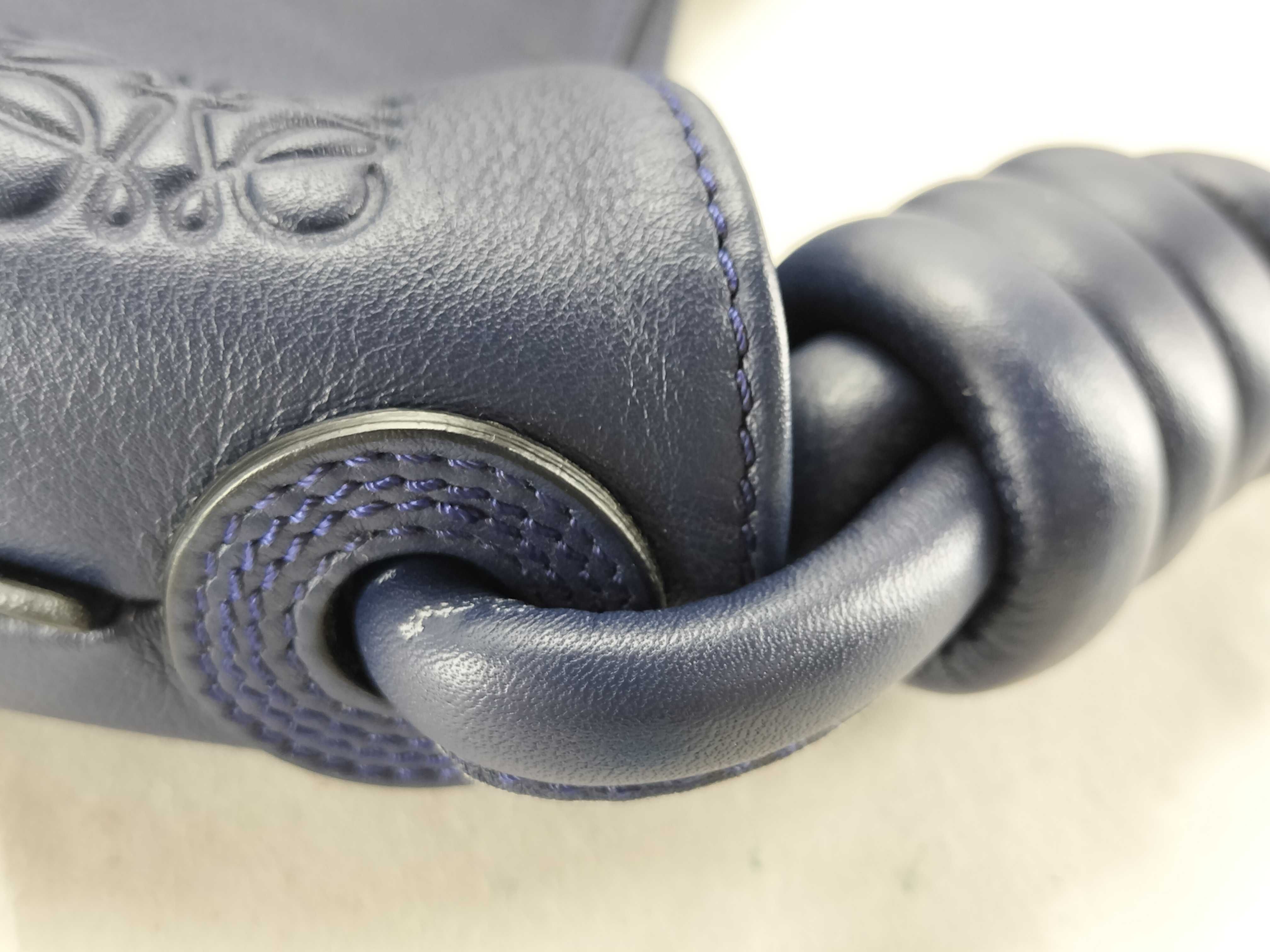 Flamenco Hobo Leather Shoulder Bag, Navy — view 5