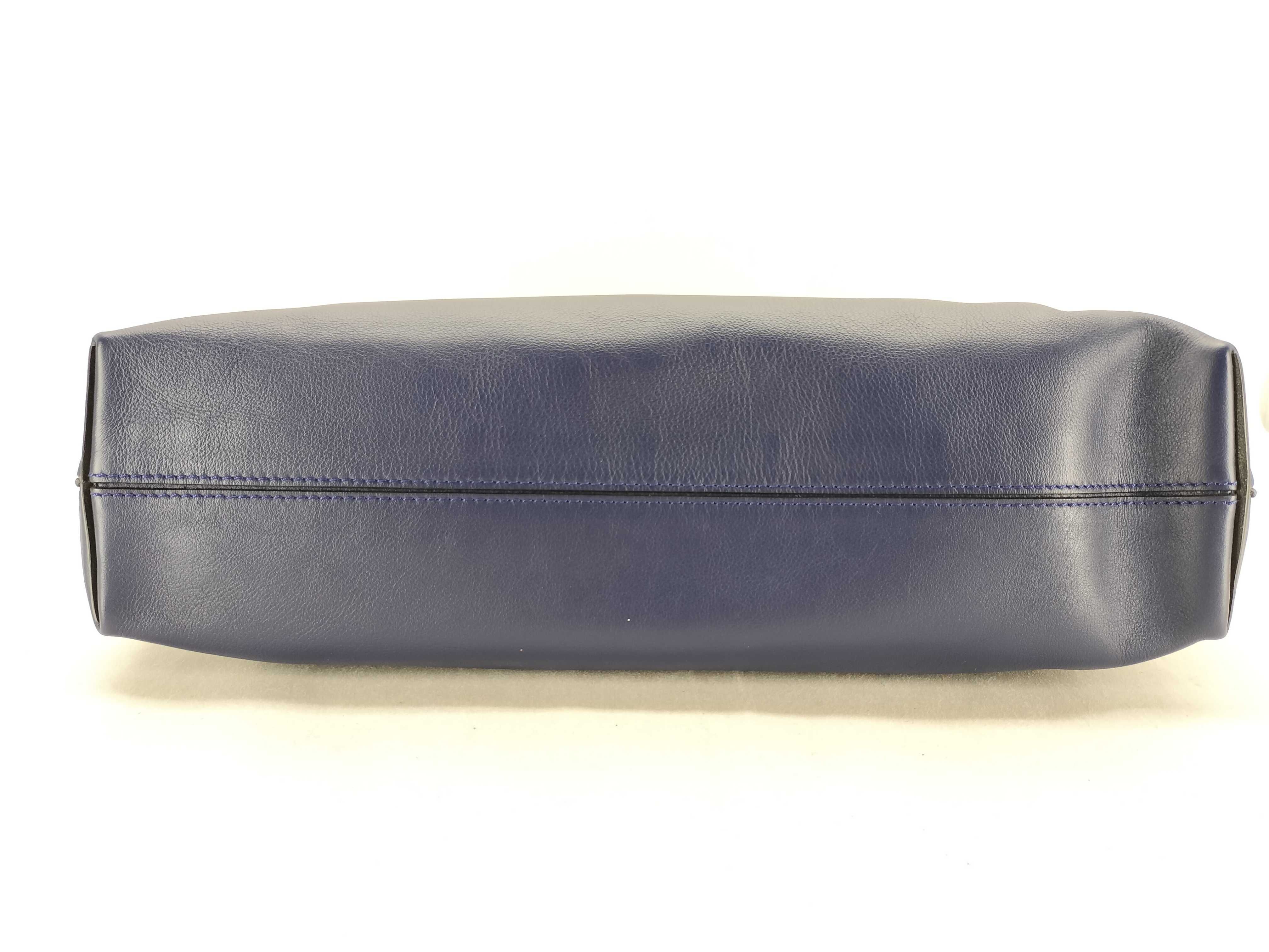 Flamenco Hobo Leather Shoulder Bag, Navy — view 7