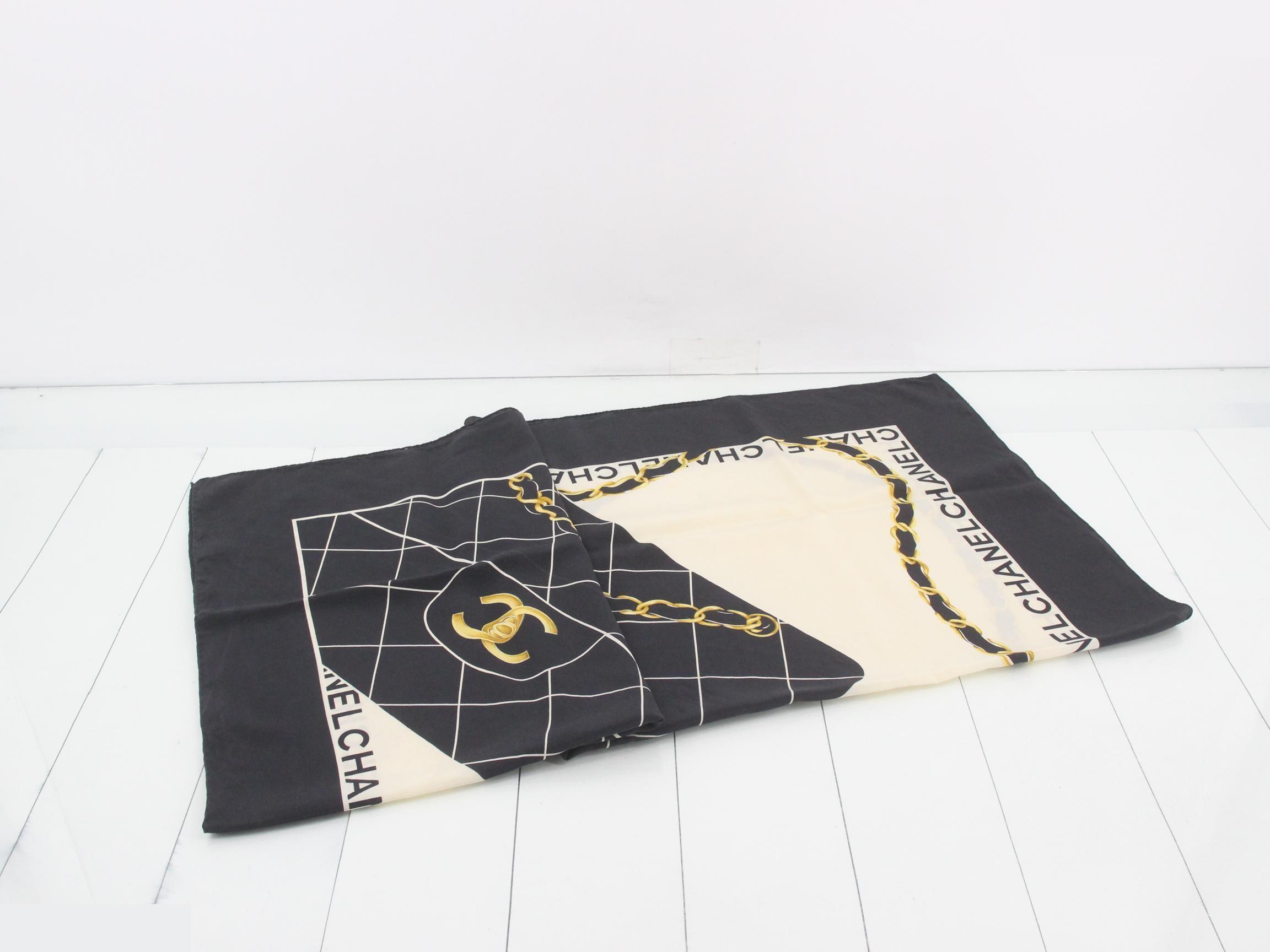Vintage Coco Mark Matelassé Large Silk Scarf — view 3